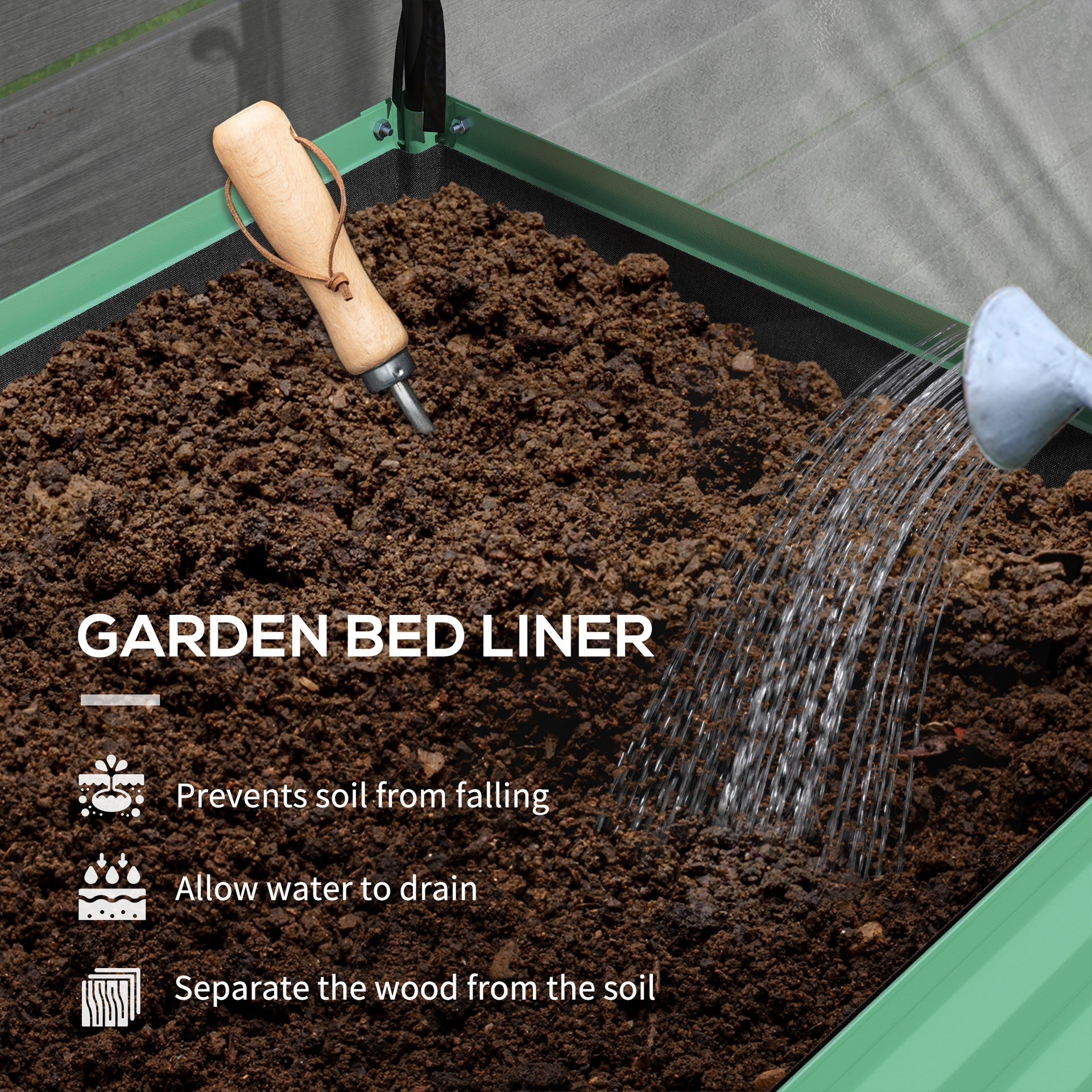 Outsunny Raised Garden Bed with Legs and Cover, Metal Elevated Planter Box with Bottom Shelf and Liner for Vegetables, Green