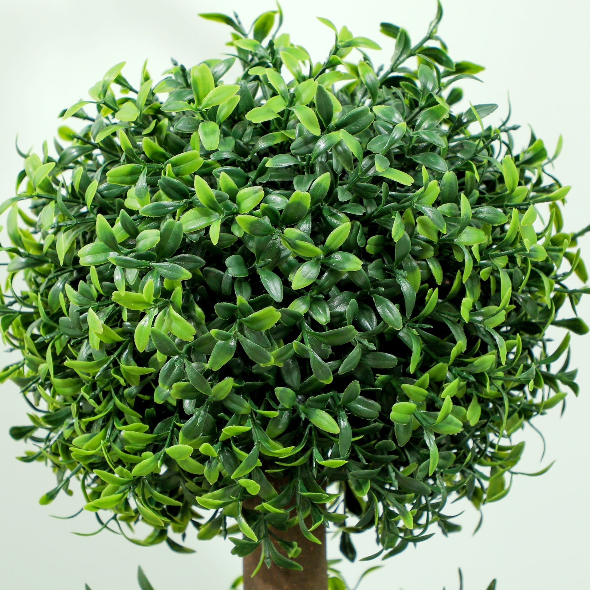 HOMCOM Set of 2 Artificial Ball Boxwood Topiary Trees, Fake Plants in Pot for Indoor Outdoor Living Room Green