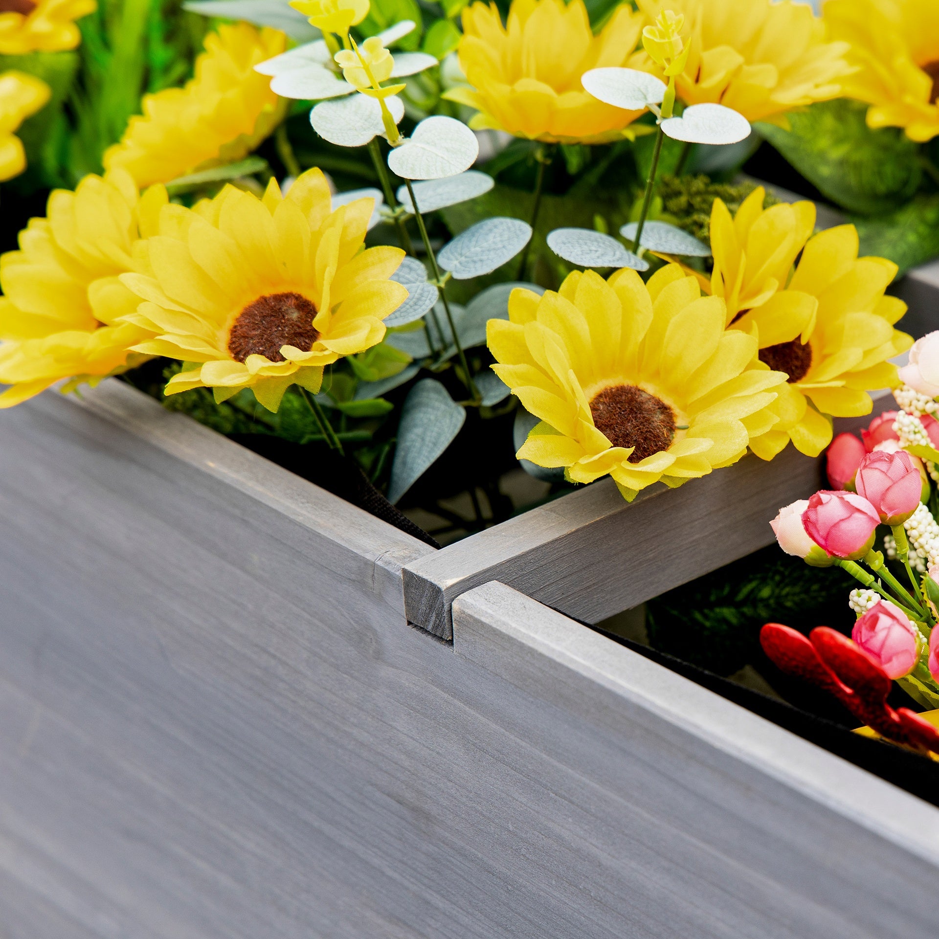 Outsunny Raised Garden Bed Planter Box w/ 8 Grow Grids, Storage Shelf & Lockable Wheels