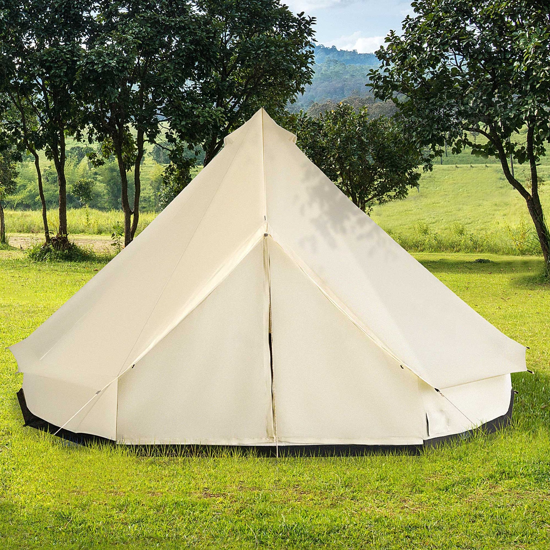 Outsunny 10-Person Large Waterproof Yurt Camping Tent, Perfect for Family Camping, Blue