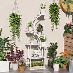 Outsunny Plant Stand Indoor, 8 Tier 62" S-Shaped Plant Shelf, Corner Plant Rack for Multiple Plants, White