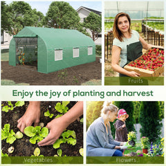 Outsunny 11.5' x 10' x 6.5' Outdoor Portable Walk-In Tunnel Greenhouse with Windows-Deep Green
