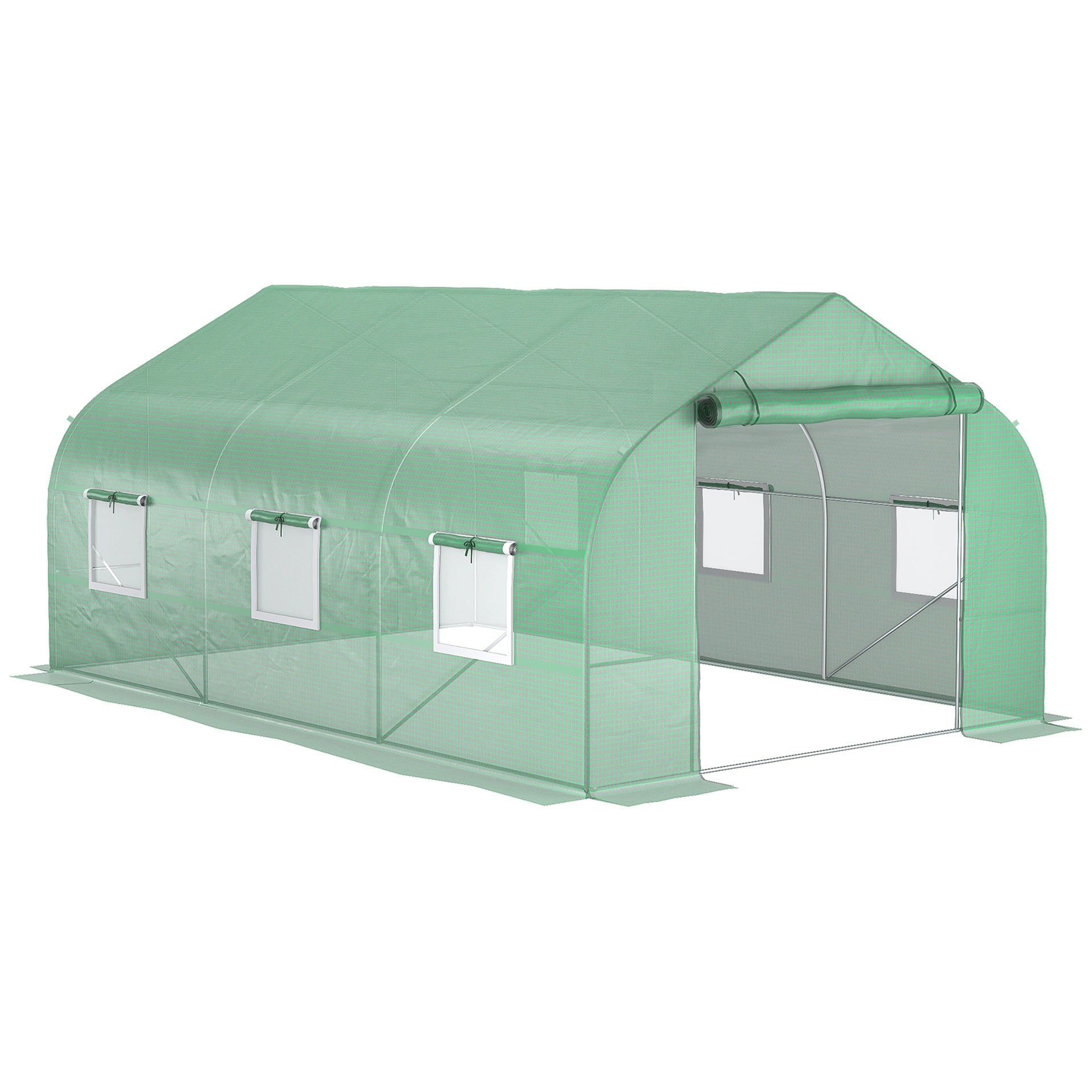 Outsunny 11.5' x 10' x 6.5' Outdoor Portable Walk-In Tunnel Greenhouse with Windows-Deep Green