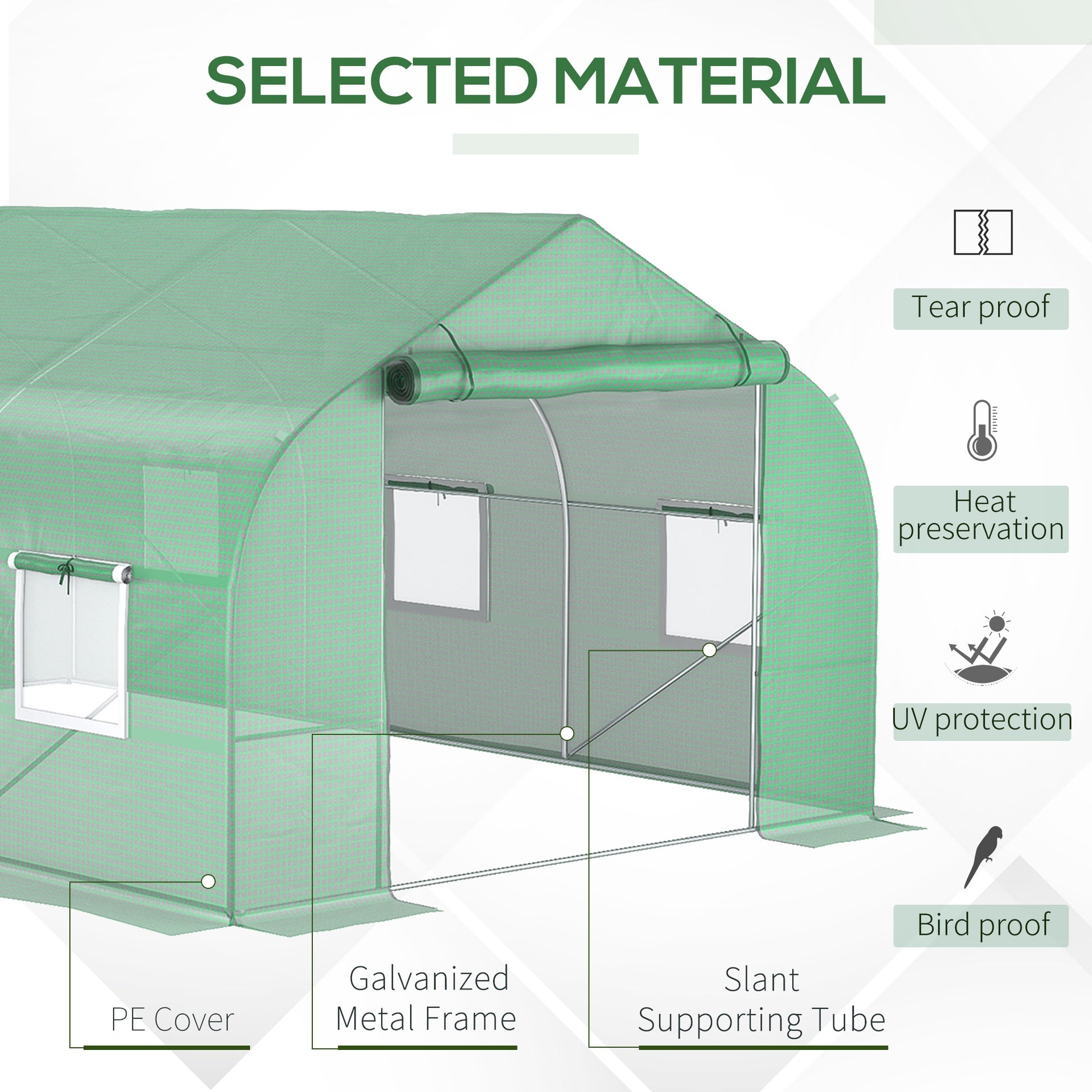 Outsunny 11.5' x 10' x 6.5' Outdoor Portable Walk-In Tunnel Greenhouse with Windows-Deep Green