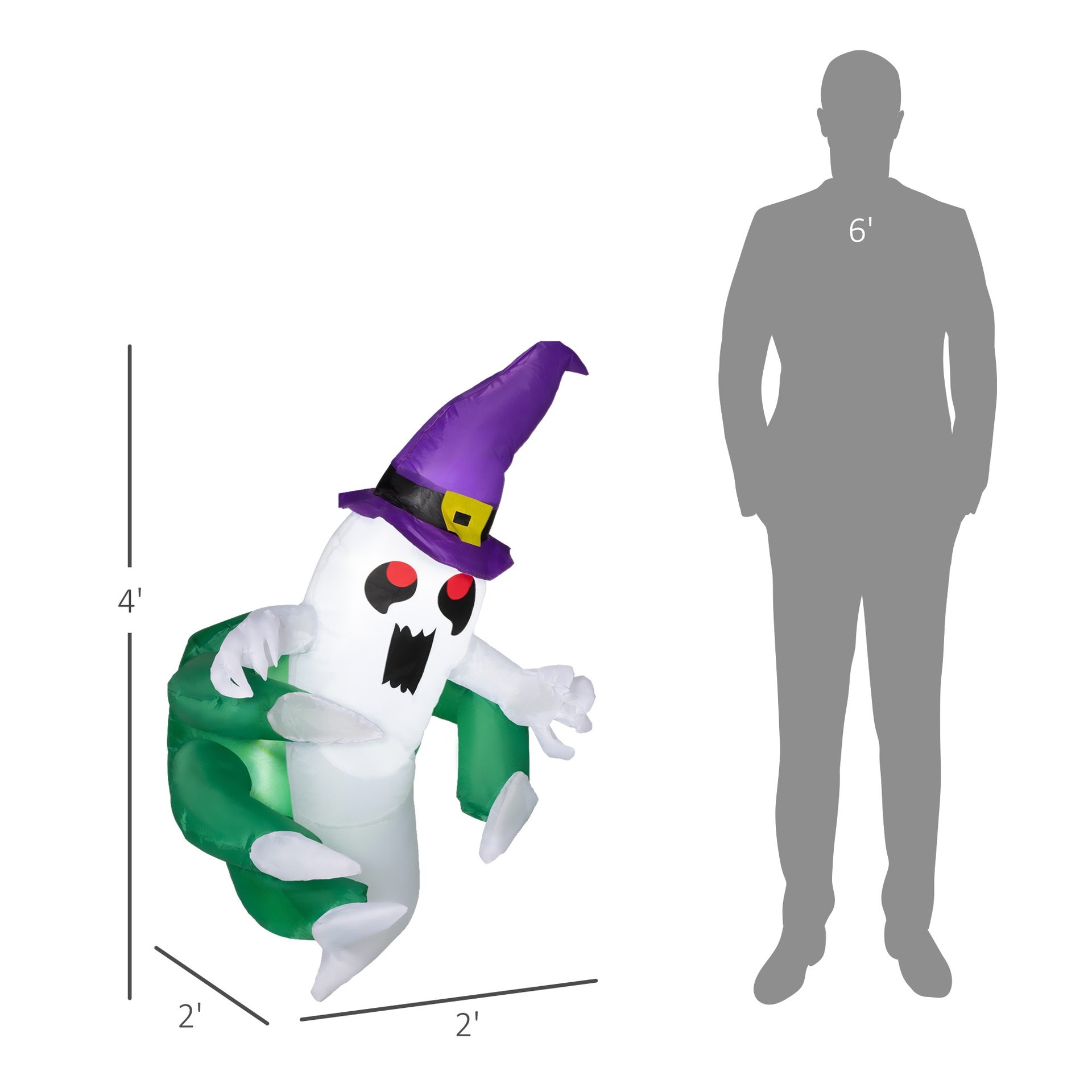 Outsunny 3.9ft Inflatable Halloween Window Sticker Ghost, Blow Up LED  Display for Garden Indoor Outdoor