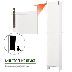 HOMCOM Tall Bathroom Storage Cabinet/Freestanding Linen Tower with 3-Tier Open Adjustable Shelf and Cupboard, White