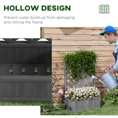 Outsunny 46" Wooden Planter with Trellis, Raised Garden Bed to Grow Vegetables, Herbs, Flowers for Backyard, Patio, Gray