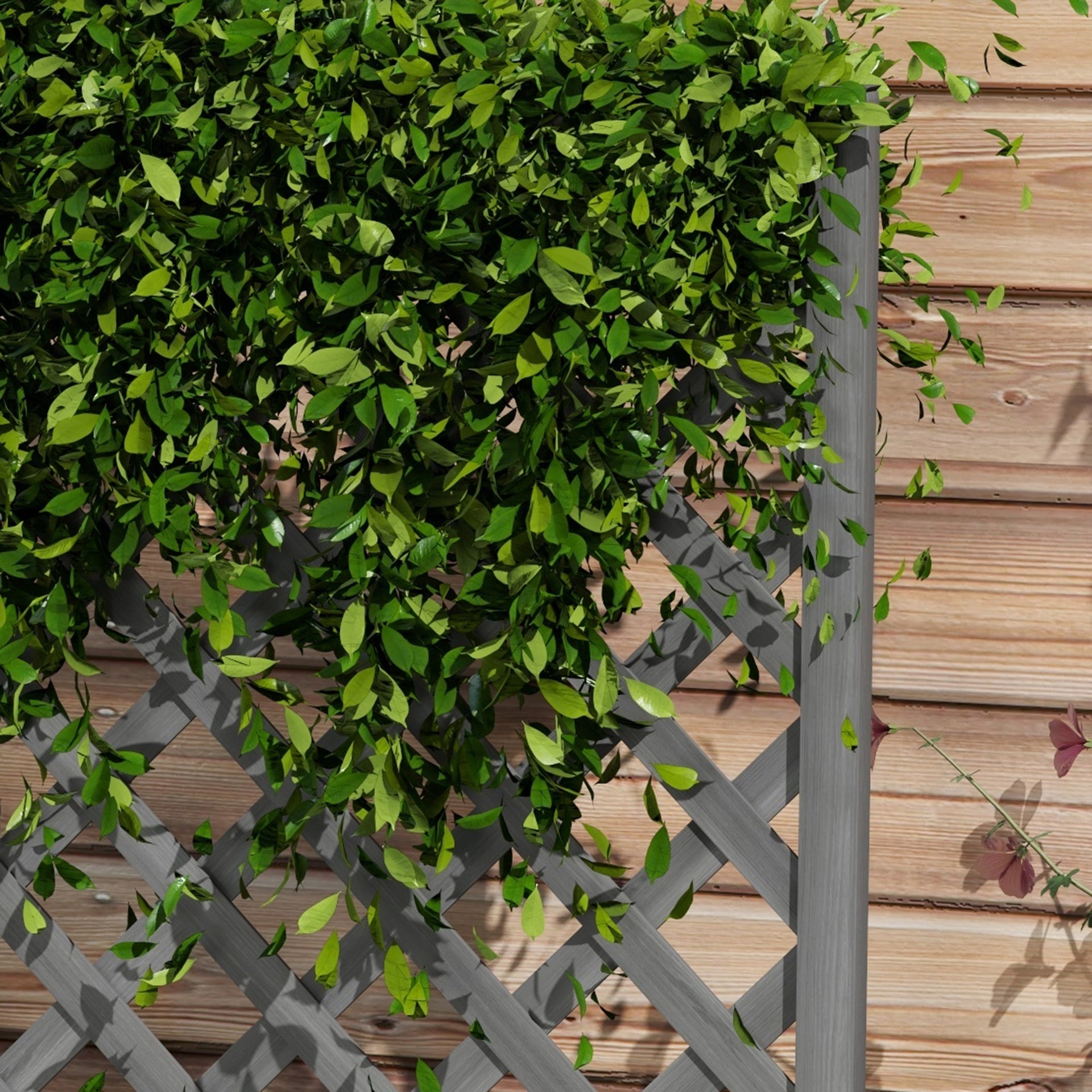 Outsunny 46" Wooden Planter with Trellis, Raised Garden Bed to Grow Vegetables, Herbs, Flowers for Backyard, Patio, Gray