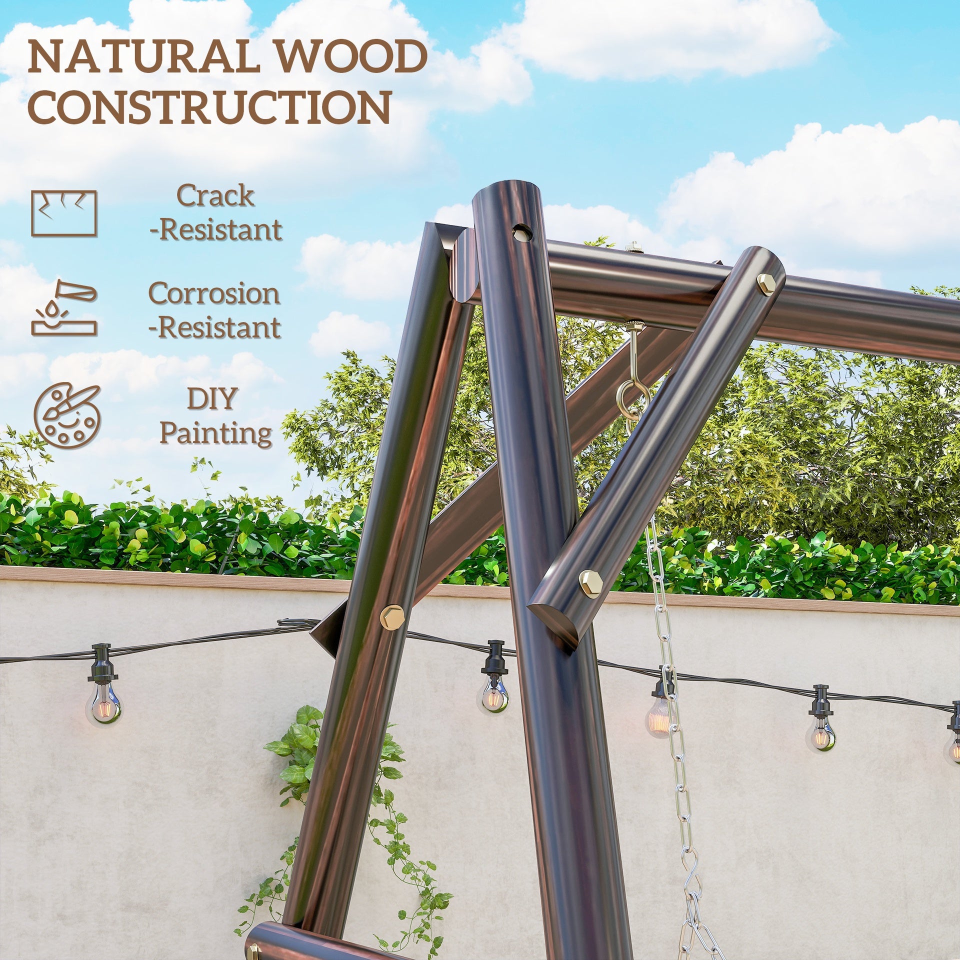 Outsunny 660 lbs Porch Swing Frame, A-Frame Hanging Chair Stand Only for DIY Painting, Swing Chair Stand for Backyard, Patio