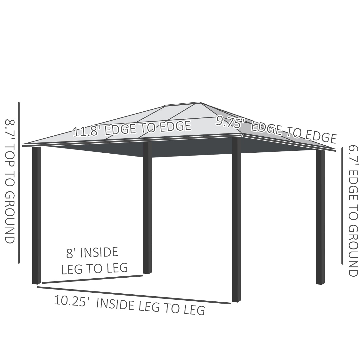 Outsunny 10' x 12' Hardtop Gazebo Canopy with Polycarbonate Roof, Aluminum Frame, Permanent Pavilion Outdoor Gazebo with Netting, for Patio, Garden, Backyard, Deck, Lawn, Black, Beige