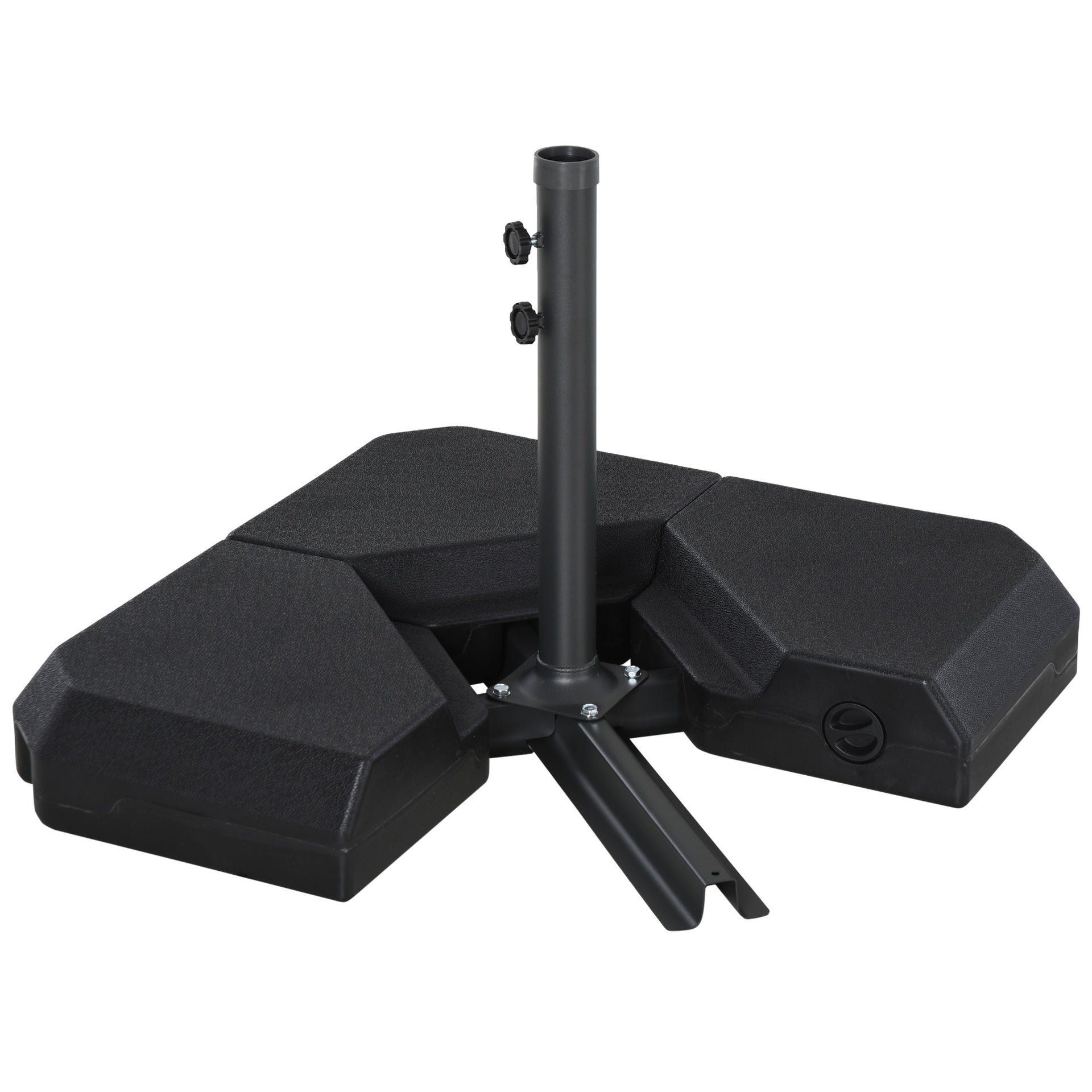 Outsunny Umbrella Stand Fitting 2" Poles and Steel Base with 4 Fillable Plastic Weights, 4 Gal. Capacity Each - Black