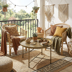 HOMCOM Coffee Table for Living Room, 24" Round Center Table with Hammered Tray Top and Metal Frame for Bedroom, Gold