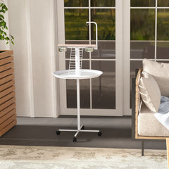 PawHut Bird Stand with Wheels, Perches, Feed Bowls, Round Tray for Parrot