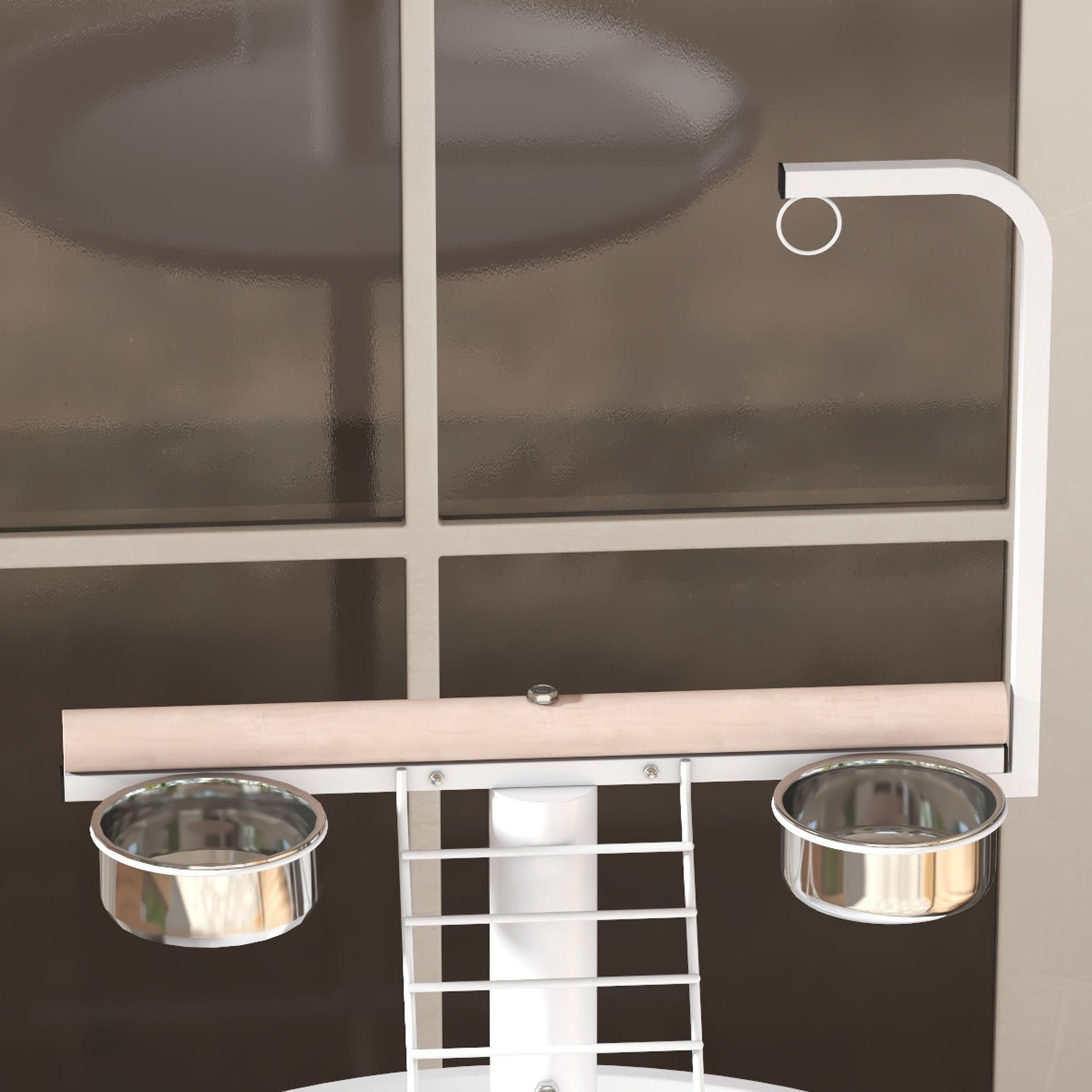 PawHut Bird Stand with Wheels, Perches, Feed Bowls, Round Tray for Parrot