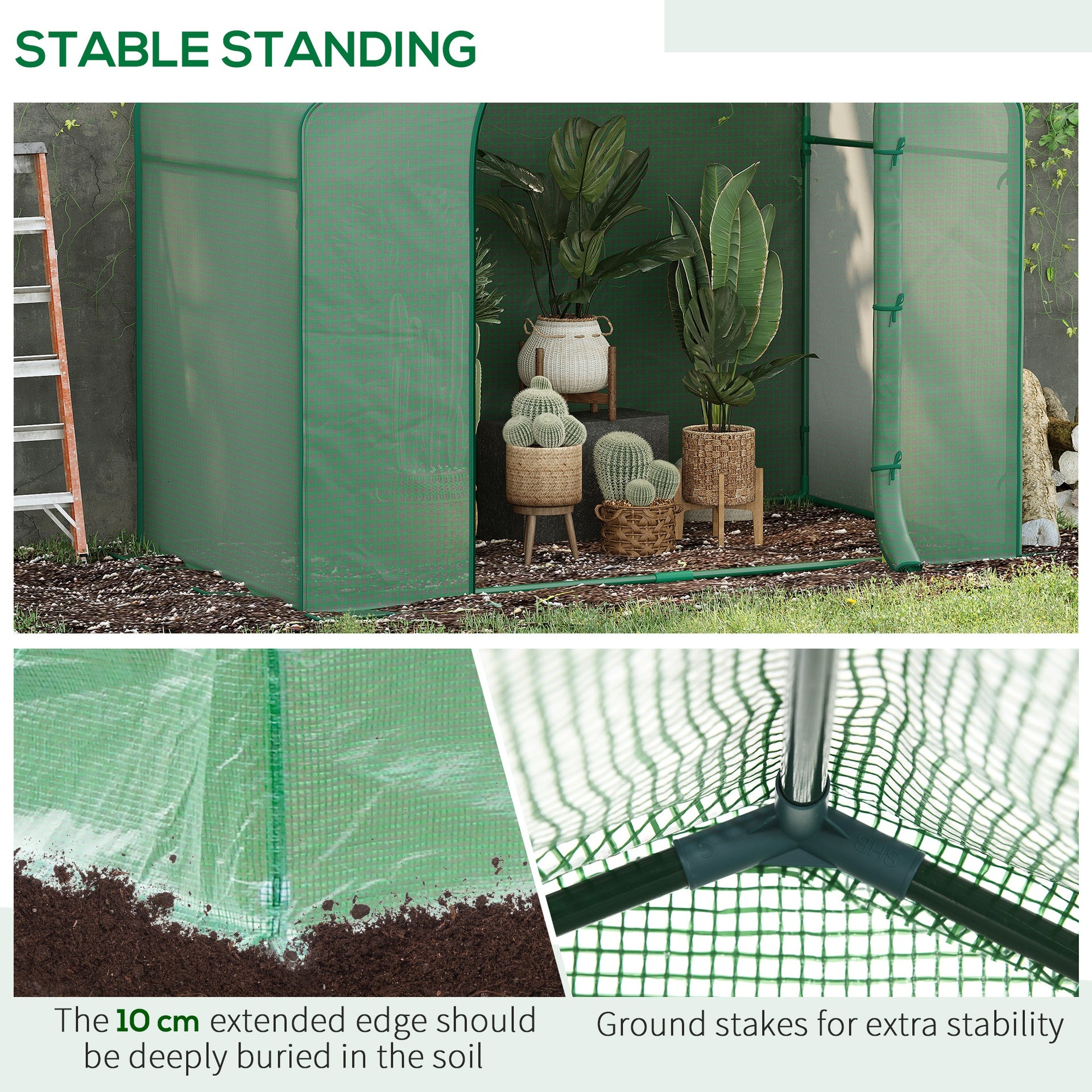 Outsunny 6' x 3' x 5' Portable Walk-in Greenhouse, PE Cover, Steel Frame Garden Hot House, Zipper Door, Top Vent for Flowers, Vegetables, Saplings, Tropical Plants, Green