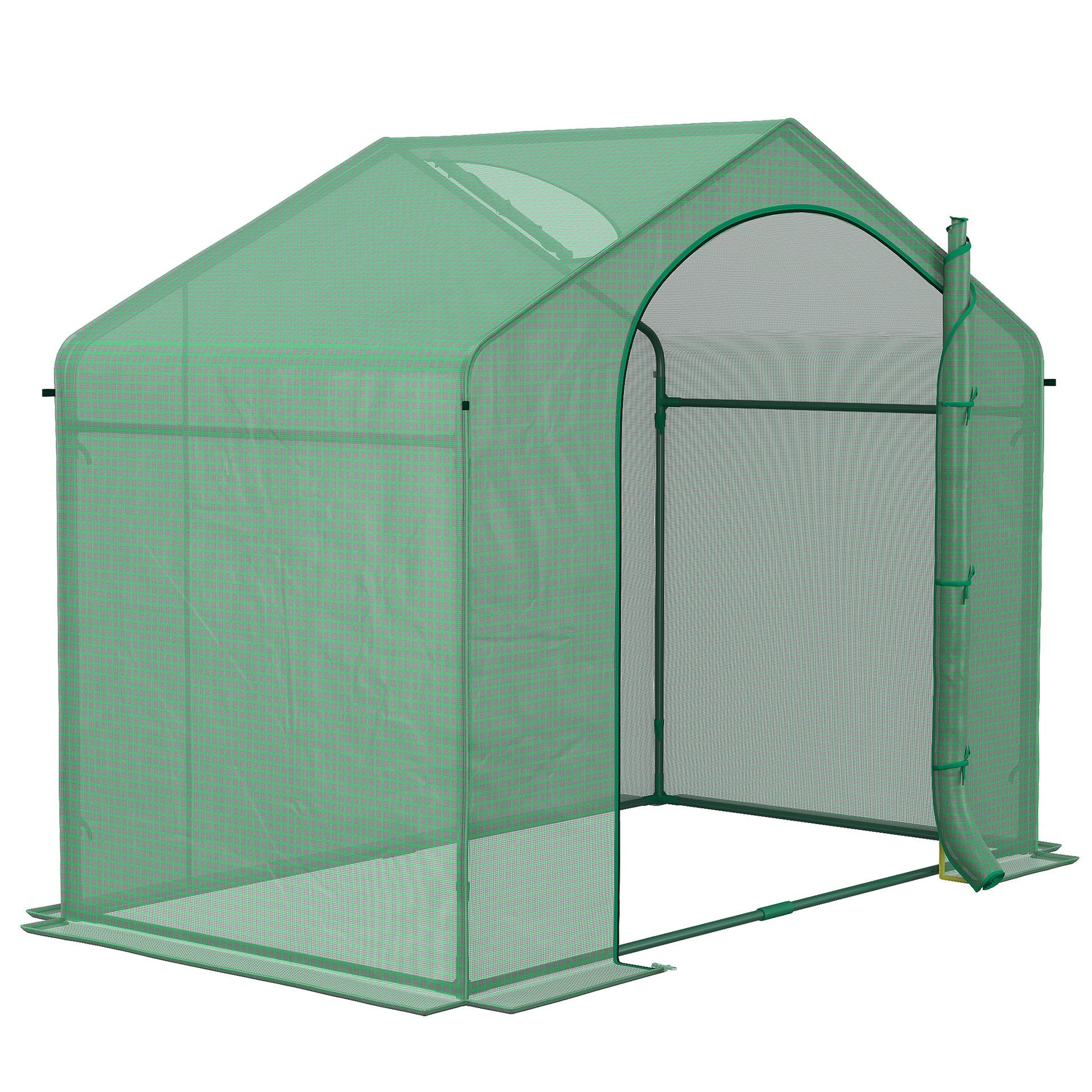 Outsunny 6' x 3' x 5' Portable Walk-in Greenhouse, PE Cover, Steel Frame Garden Hot House, Zipper Door, Top Vent for Flowers, Vegetables, Saplings, Tropical Plants, Green