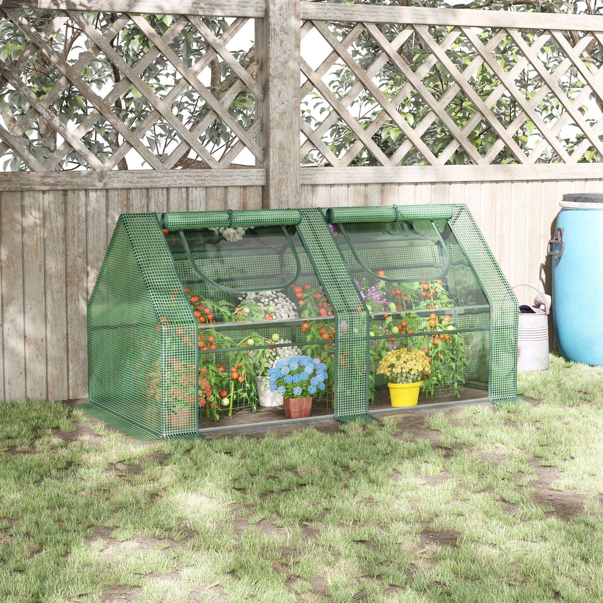 Outsunny 6' x 3' x 3' Portable Greenhouse, Garden Hot House with Two PE/PVC Covers and 2 Roll Up Windows, Green