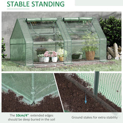 Outsunny 6' x 3' x 3' Portable Greenhouse, Garden Hot House with Two PE/PVC Covers and 2 Roll Up Windows, Green