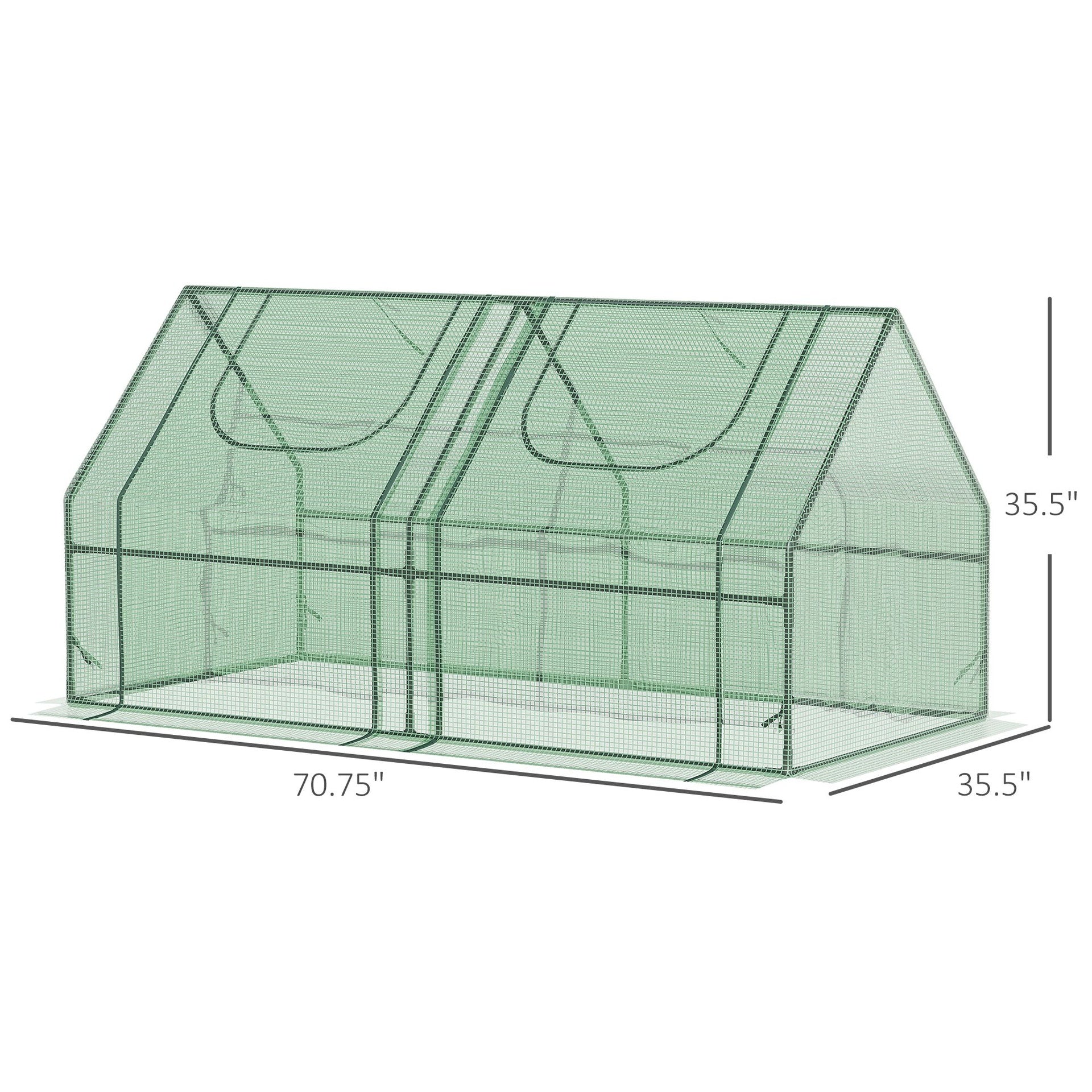 Outsunny 6' x 3' x 3' Portable Greenhouse, Garden Hot House with Two PE/PVC Covers and 2 Roll Up Windows, Green