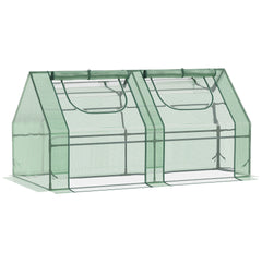 Outsunny 6' x 3' x 3' Portable Greenhouse, Garden Hot House with Two PE/PVC Covers and 2 Roll Up Windows, Green