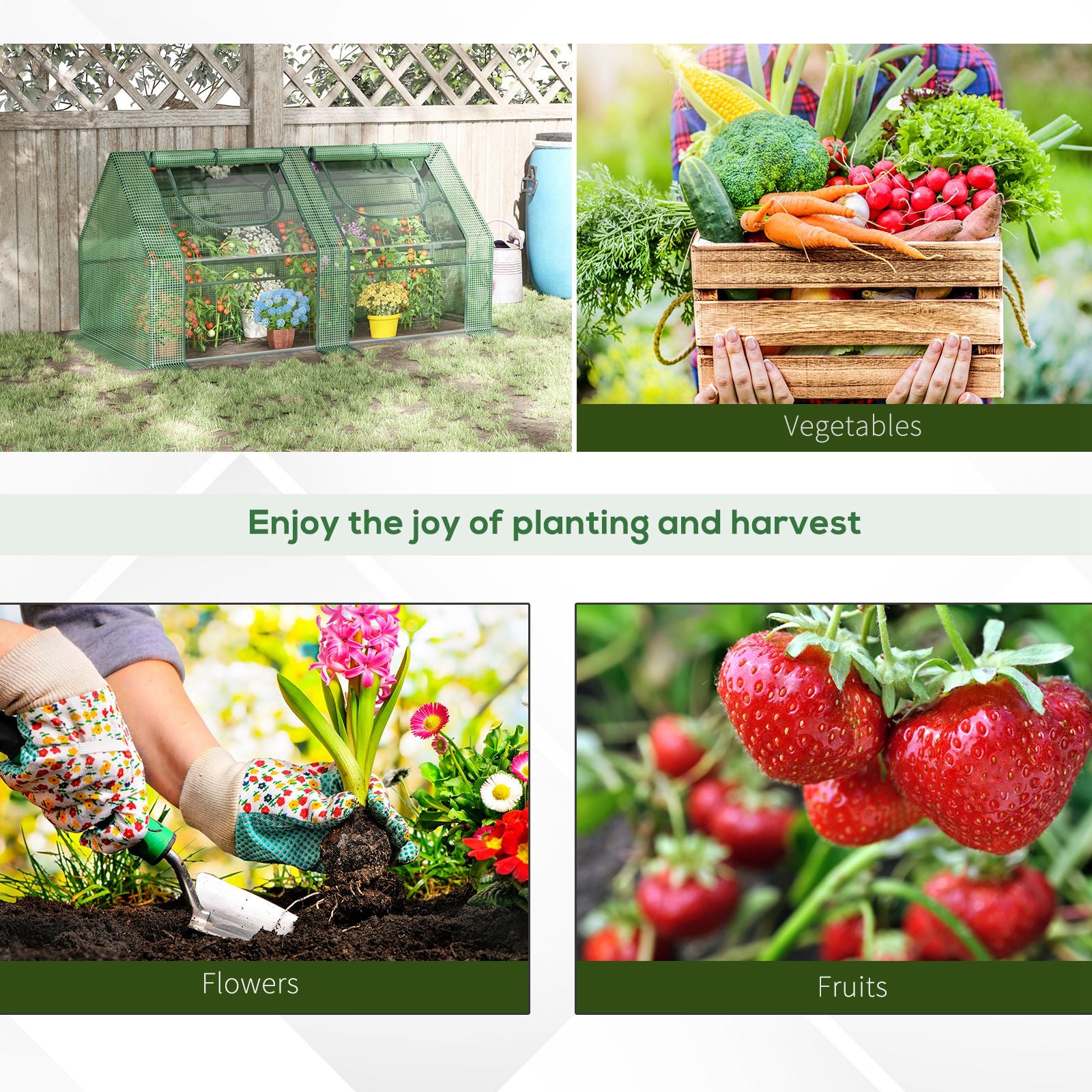 Outsunny 6' x 3' x 3' Portable Greenhouse, Garden Hot House with Two PE/PVC Covers and 2 Roll Up Windows, Green