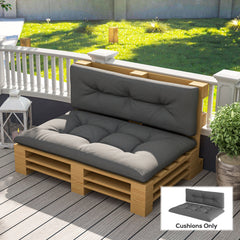 Outsunny 2 Seater Pallet Cushions Outdoor 3.9" Thick Replacement Cushions - Tufted Design for Garden, Patio, Dark Gray