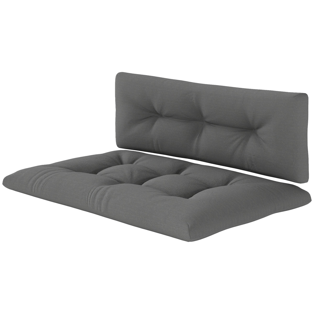 Outsunny 2 Seater Pallet Cushions Outdoor 3.9" Thick Replacement Cushions - Tufted Design for Garden, Patio, Dark Gray