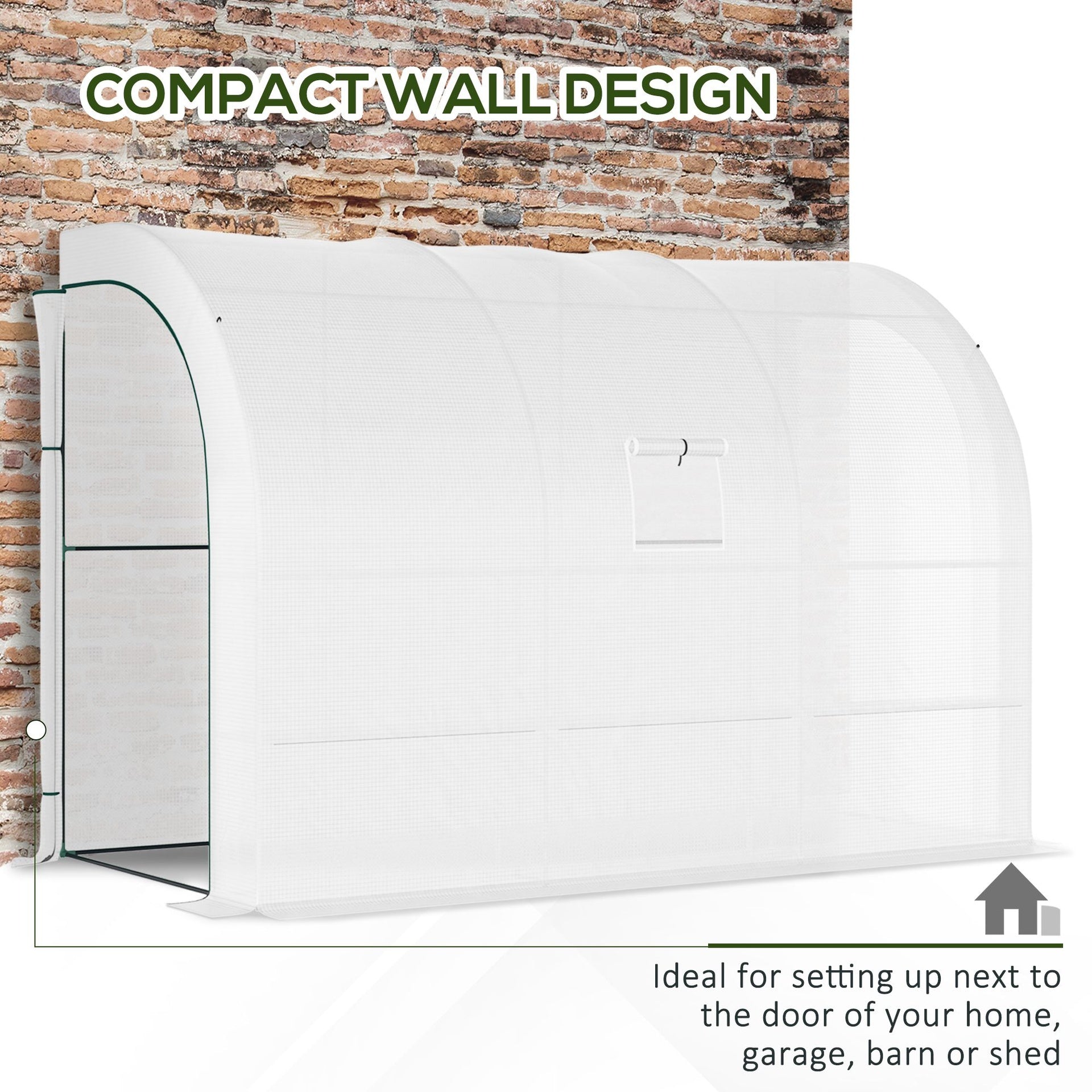 Outsunny 10' x 5' x 7' Outdoor Walk-In Greenhouse, Plant Nursery with Zippered Doors, PE Cover and 3 Wire Shelves, White