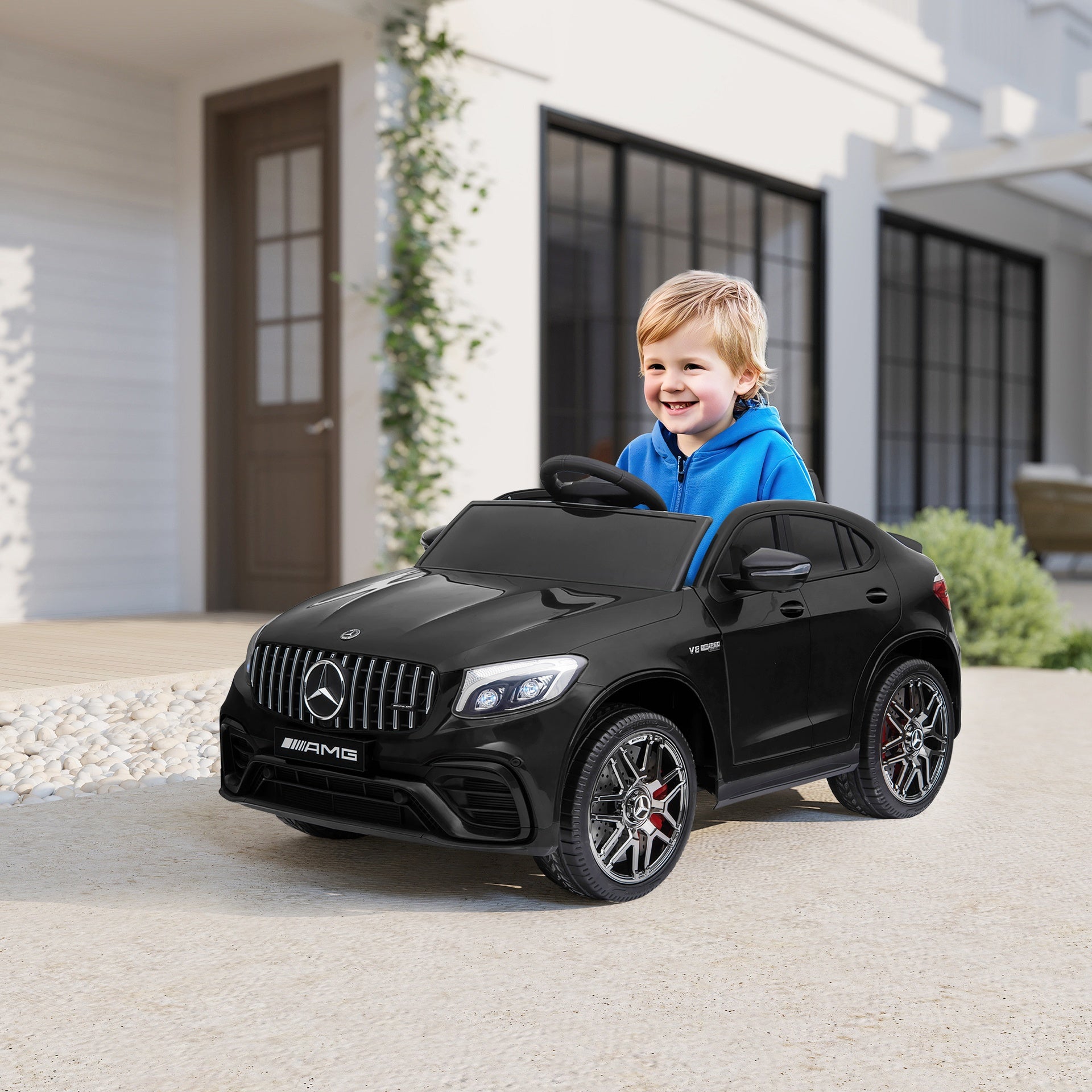 Aosom Toddler Ride On Car (Mercedes Benz AMG GLC63S Coupe) Electric Kids Ride On Car with 2 Speed, MP3 Player, Light, Horn, Songs, Suspension - Fun for Toddlers and Kids - Black