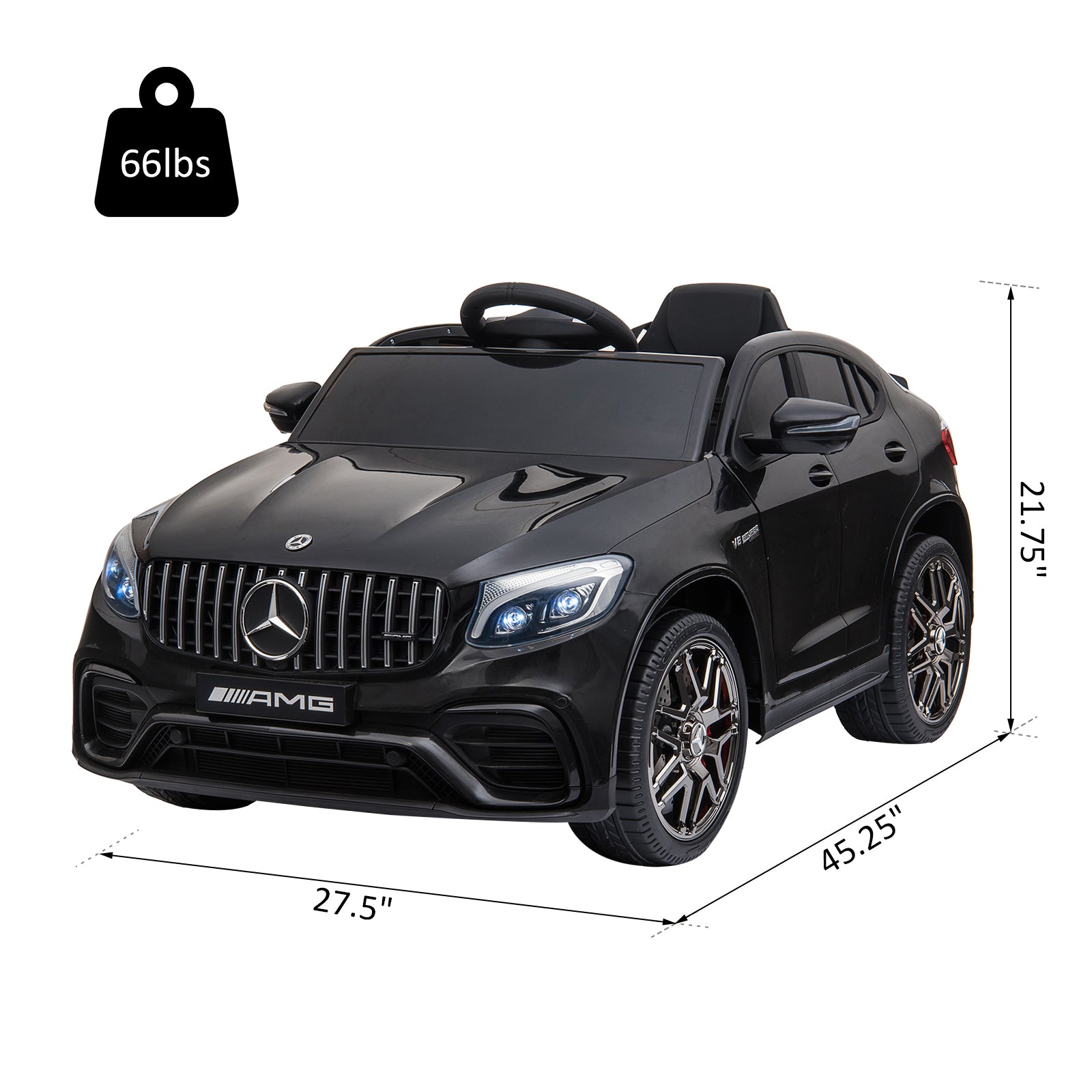 Aosom Toddler Ride On Car (Mercedes Benz AMG GLC63S Coupe) Electric Kids Ride On Car with 2 Speed, MP3 Player, Light, Horn, Songs, Suspension - Fun for Toddlers and Kids - Black