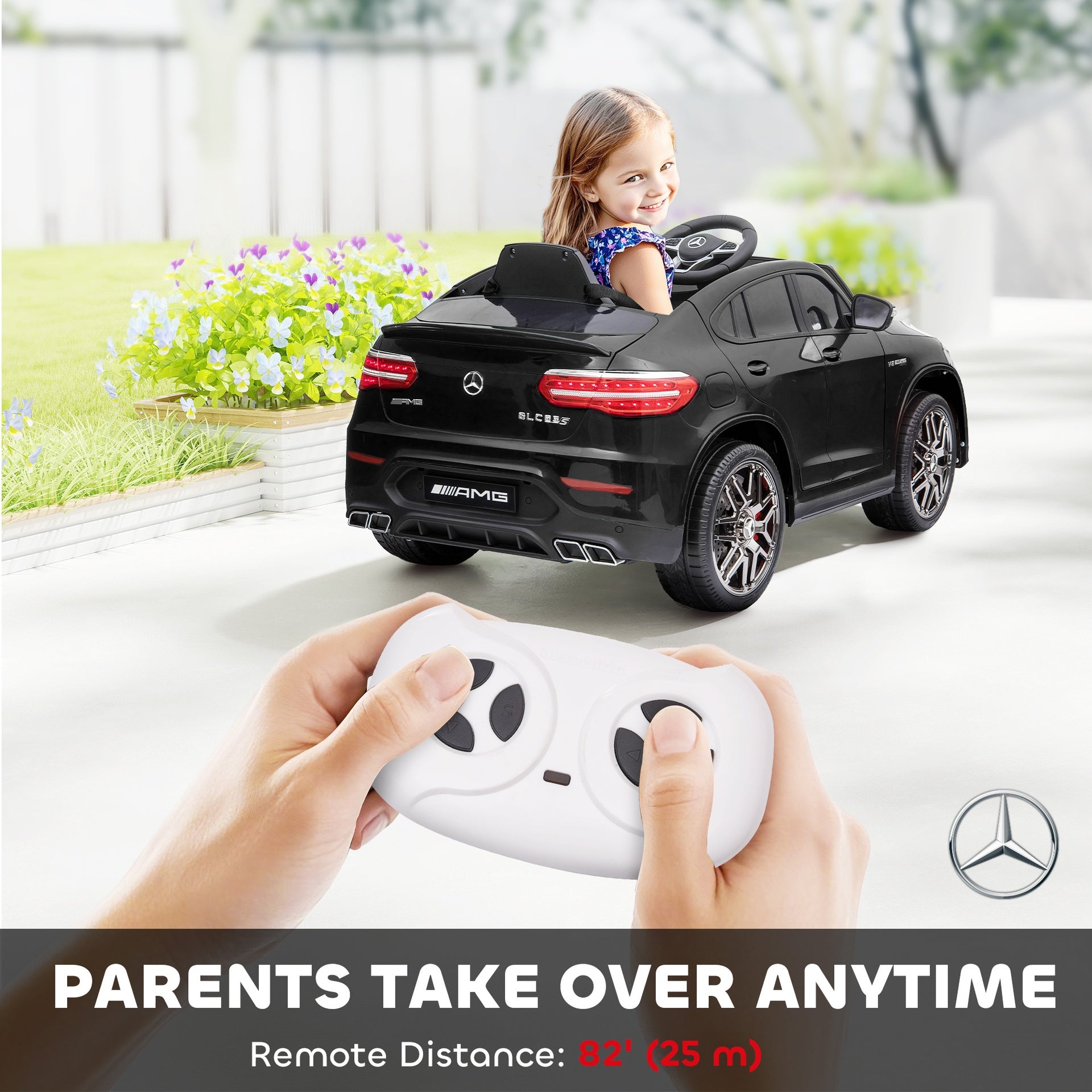 Aosom Toddler Ride On Car (Mercedes Benz AMG GLC63S Coupe) Electric Kids Ride On Car with 2 Speed, MP3 Player, Light, Horn, Songs, Suspension - Fun for Toddlers and Kids - Black