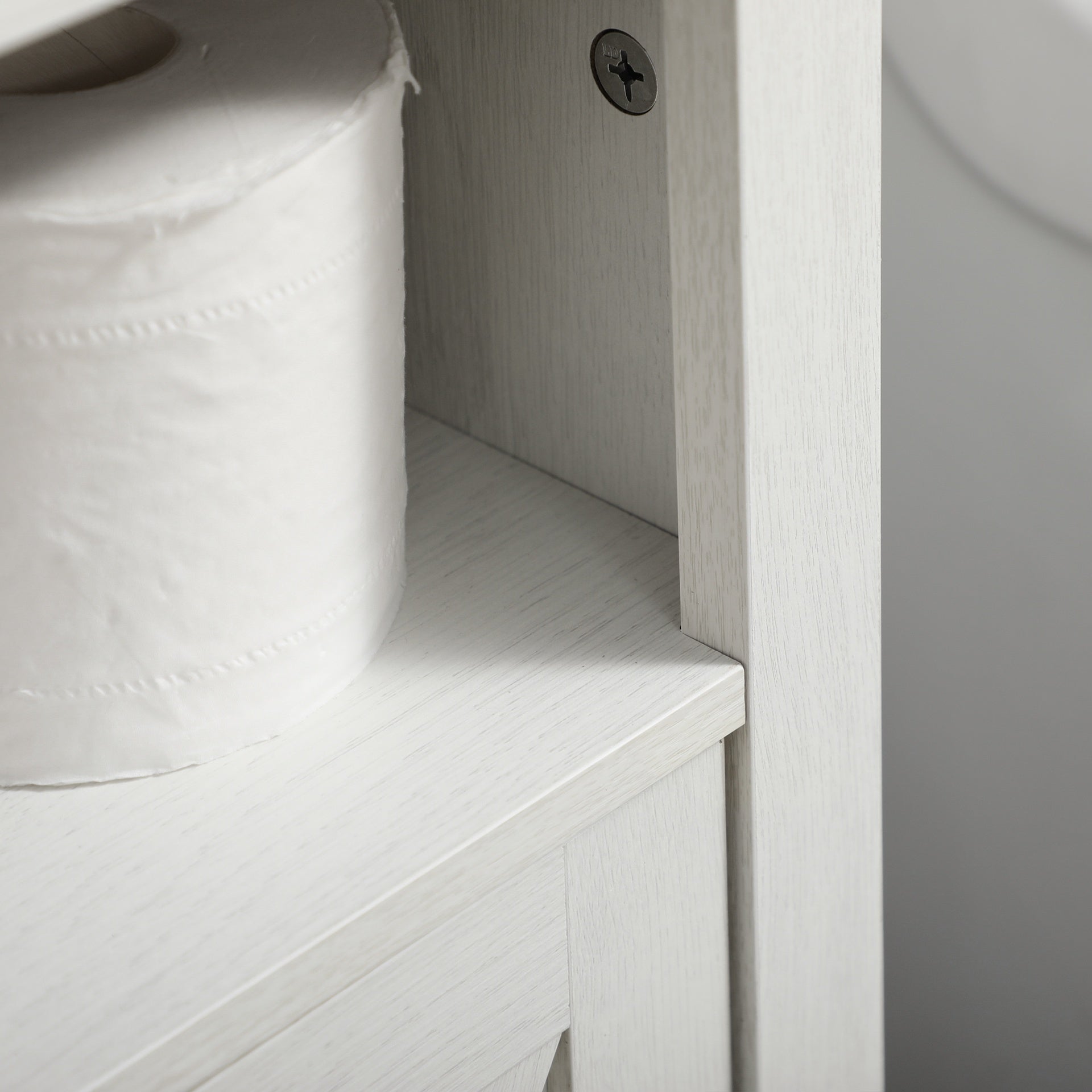 kleankin Modern Farmhouse Bathroom Sink Cabinet, Pedestal Sink Storage Cabinet with Double Doors and Shelves, White