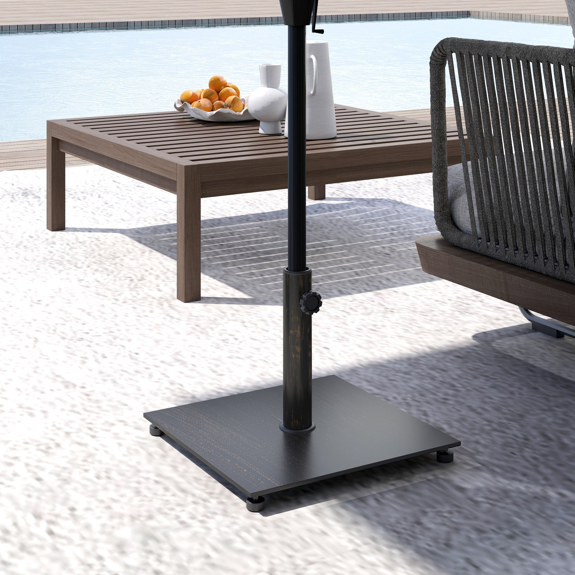 Outsunny Square Patio Umbrella Base, 29 lbs Metal Umbrella Stand Base with Adjustable Foot Pads, Heavy Duty Patio Umbrella Holder for 1.5"/1.9" Umbrella Poles for Outdoor, Lawn, Poolside, Bronze