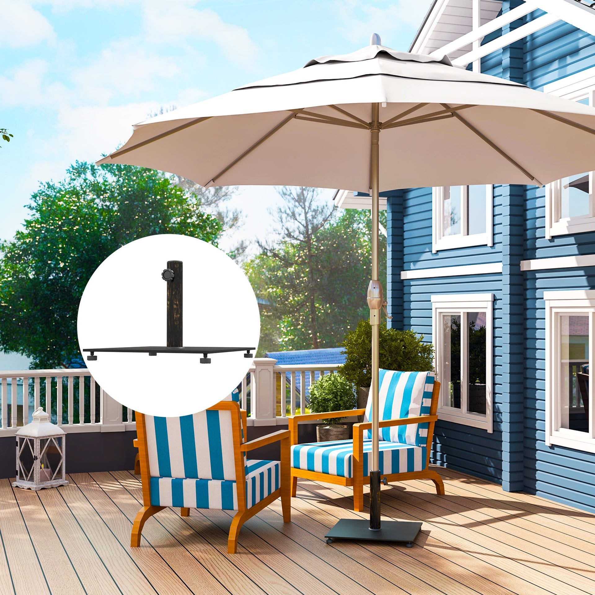 Outsunny Square Patio Umbrella Base, 29 lbs Metal Umbrella Stand Base with Adjustable Foot Pads, Heavy Duty Patio Umbrella Holder for 1.5"/1.9" Umbrella Poles for Outdoor, Lawn, Poolside, Bronze