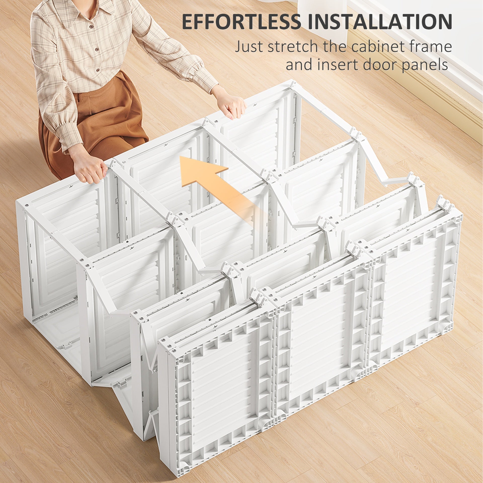 HOMCOM Portable Wardrobe Closet, Folding Clothes Storage Organizer with 8 Cube Compartments, 2 Hanging Rods, 11 Magnet Doors, White