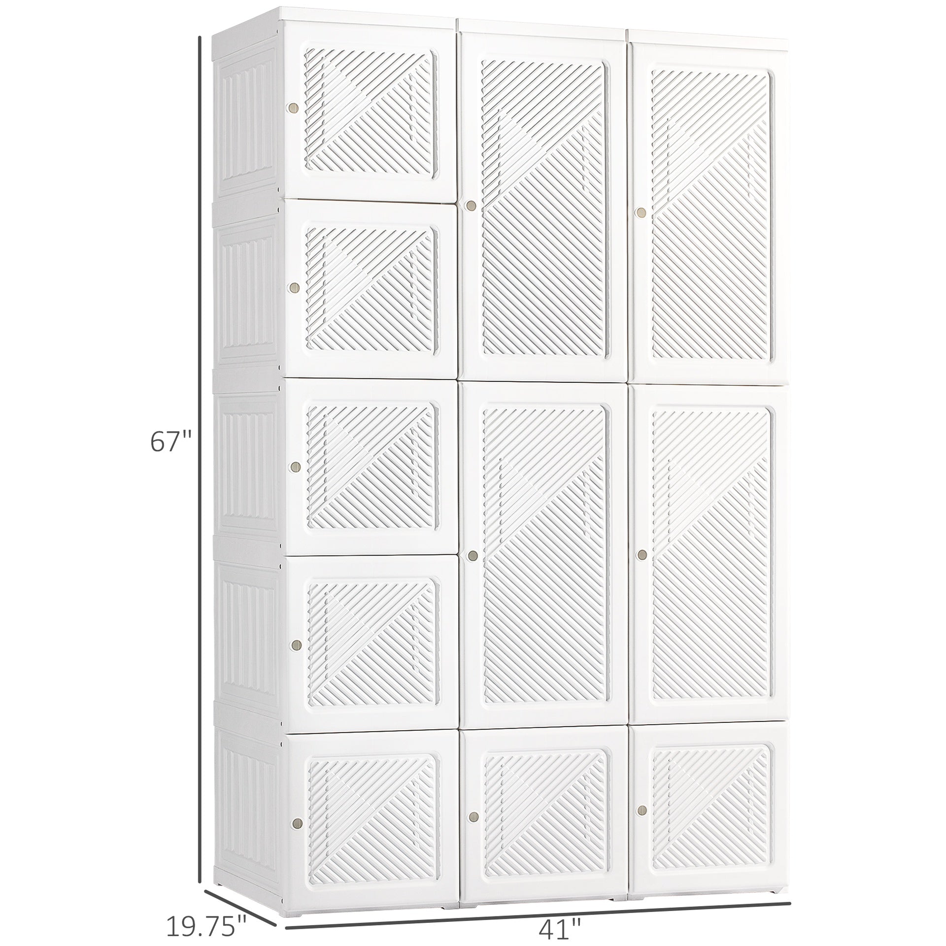 HOMCOM Portable Wardrobe Closet, Folding Clothes Storage Organizer with 8 Cube Compartments, 2 Hanging Rods, 11 Magnet Doors, White