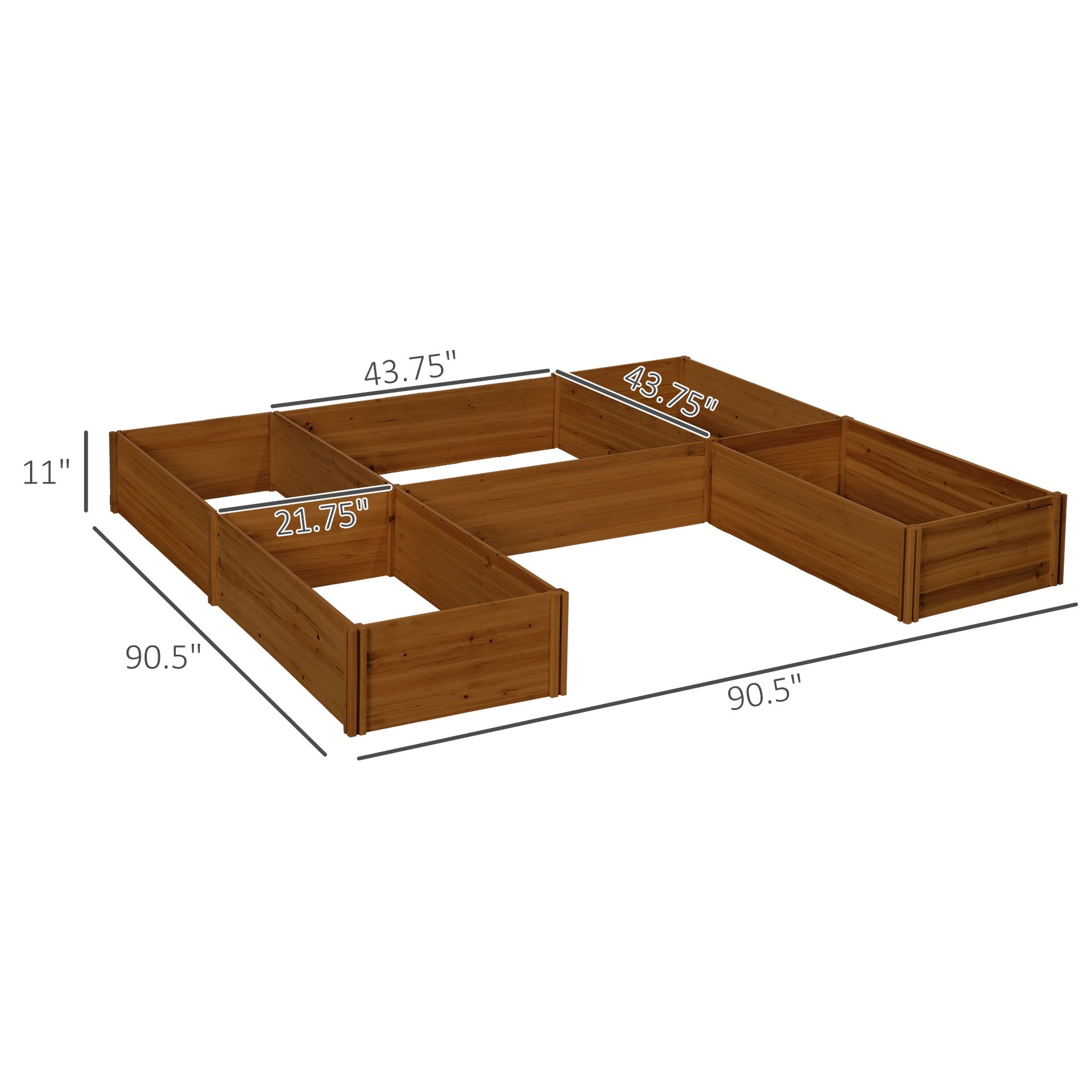 Outsunny Raised Garden Bed, Set of 5 Large Wooden Box Planters for Outdoor Plants Vegetables Flowers Herbs, 7.5x7.5x1ft, Brown