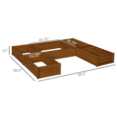 Outsunny Raised Garden Bed, Set of 5 Large Wooden Box Planters for Outdoor Plants Vegetables Flowers Herbs, 7.5x7.5x1ft, Brown