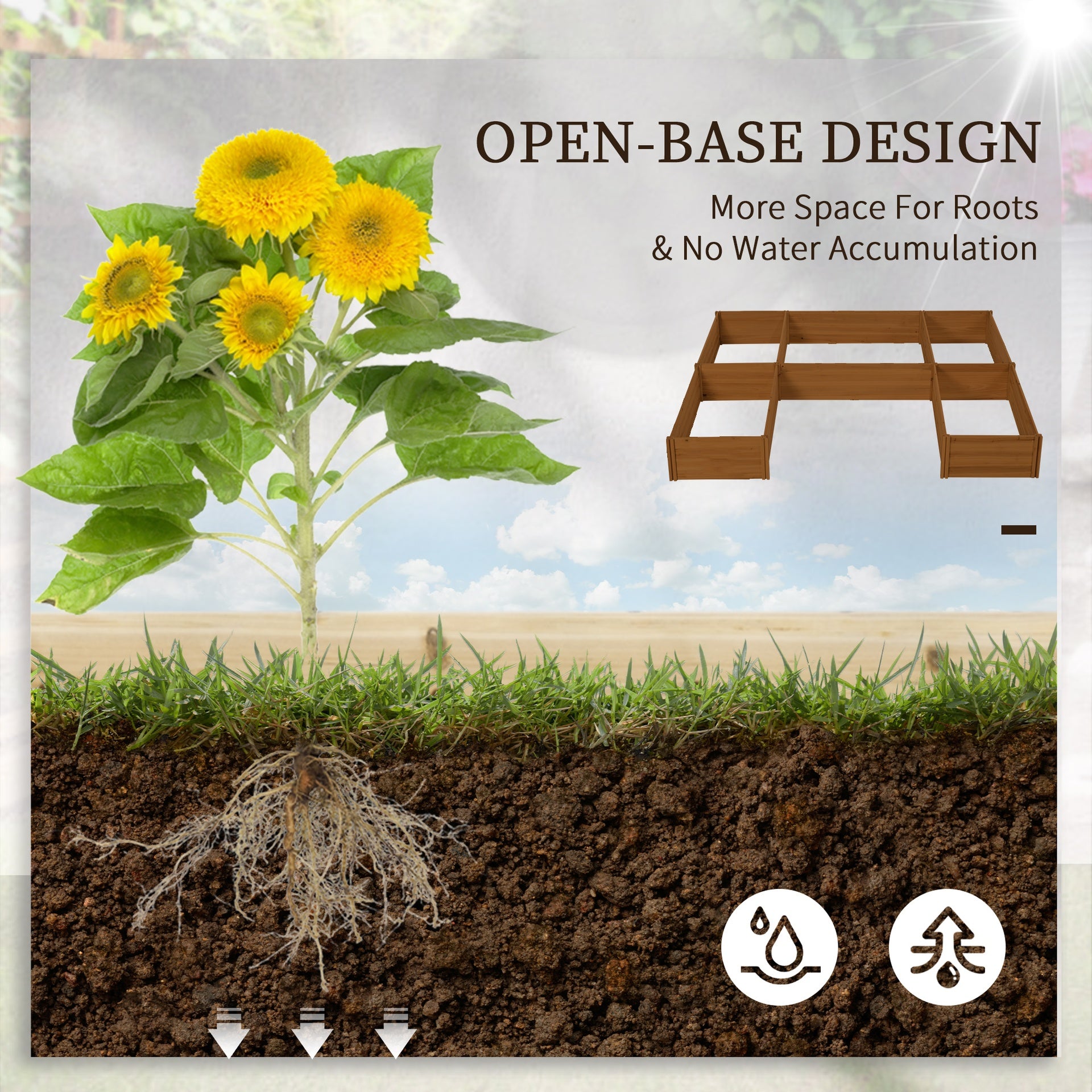 Outsunny Raised Garden Bed, Set of 5 Large Wooden Box Planters for Outdoor Plants Vegetables Flowers Herbs, 7.5x7.5x1ft, Brown