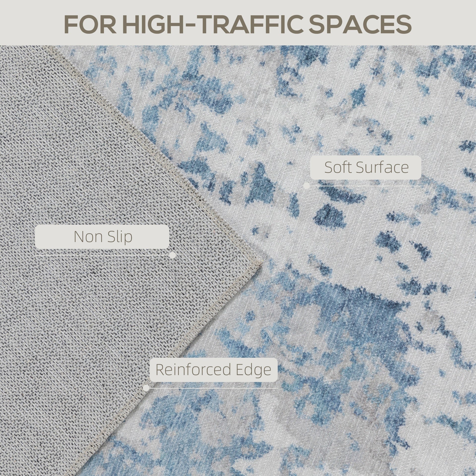 HOMCOM Area Rug 4x6, Machine Washable Rug, Non-Slip Modern Abstract Floor Carpet for Living Room, Bedroom, Dining Room, Blue
