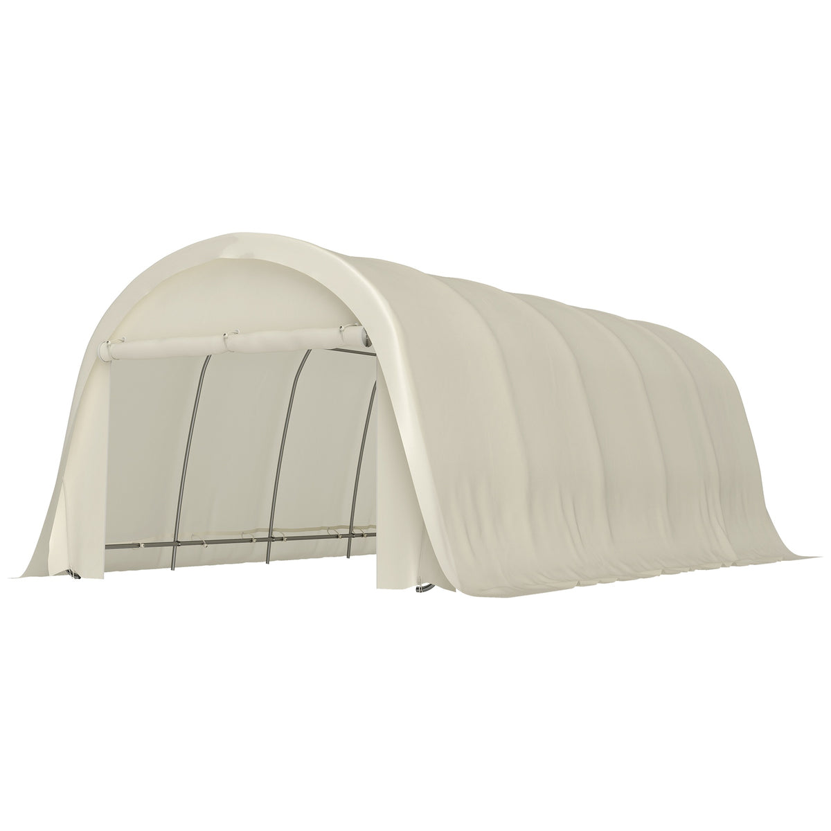 Outsunny 12' x 23.6' Heavy Duty Carport, UPF50+ Portable Garage Car Canopy Tent with Galvanized Frame, Large Door, Beige
