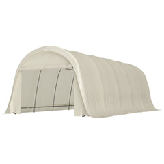 Outsunny 12' x 23.6' Heavy Duty Carport, UPF50+ Portable Garage Car Canopy Tent with Galvanized Frame, Large Door, Beige