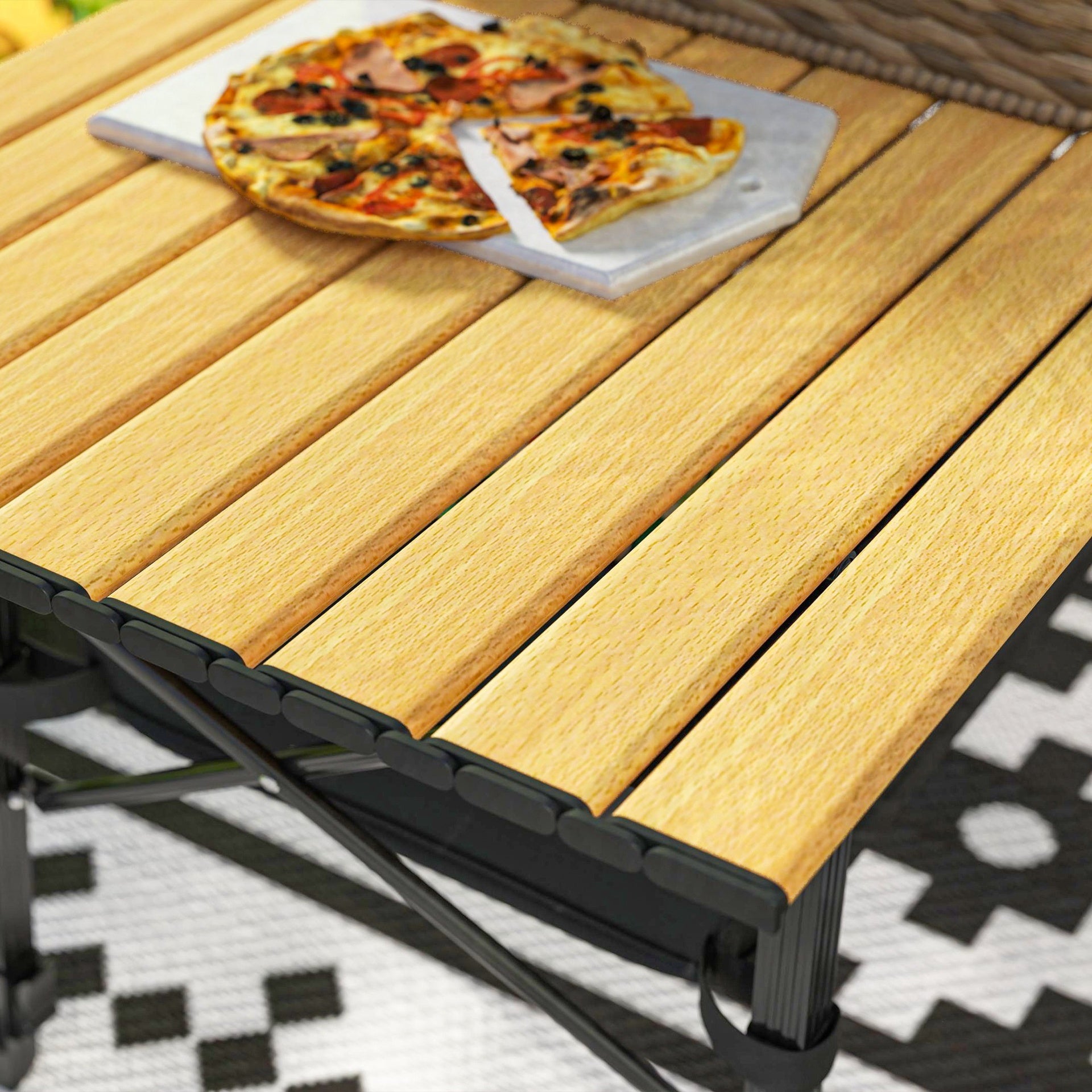 Outsunny 3ft Aluminum Small Folding Table, Portable Camping Table with Storage Bag, Carry Bag for Outdoor Picnic BBQ, Brown