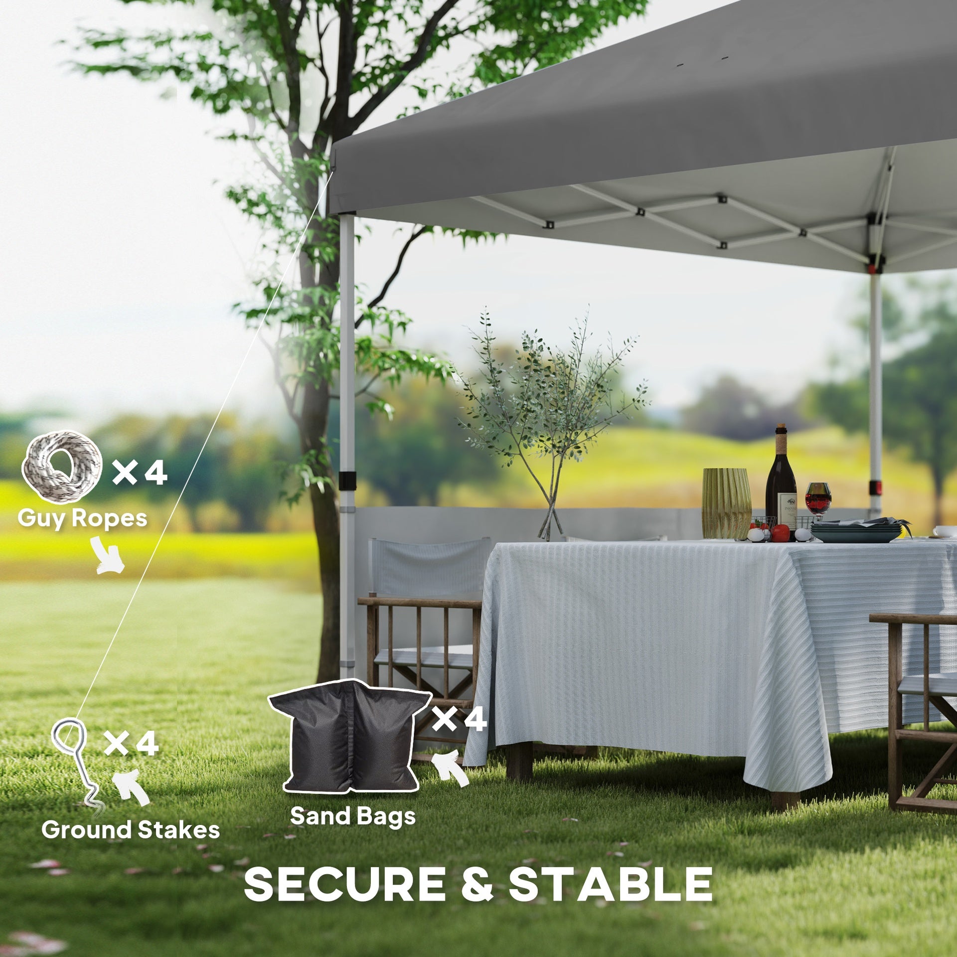 Outsunny 10' x 10' Pop Up Canopy Tent with 2 Half Sidewalls, UV50+ Instant Sun Shelter with Wheeled Carry Bag, Dark Gray