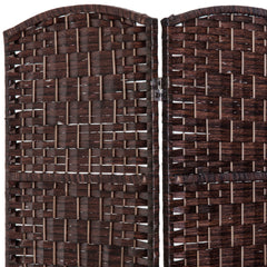 HOMCOM Room Divider 3 Panel, 6FT Tall Folding Privacy Screen, Freestanding Hand-Woven Partition for Room Separation with 360° Hinges, Paper Rope Diamond Weave, Brown
