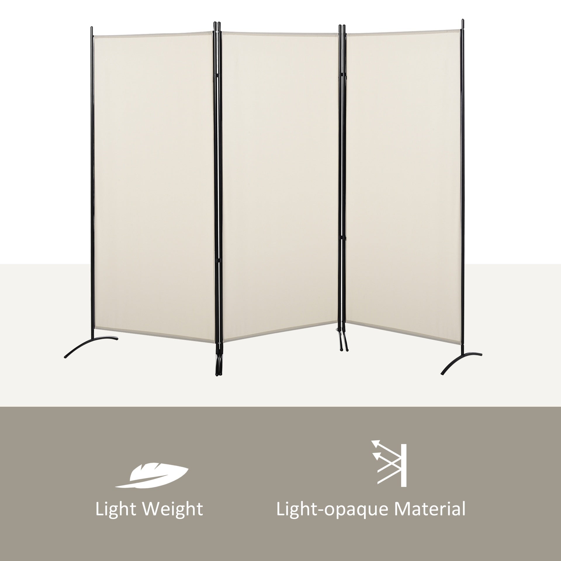 HOMCOM 6' 3 Panel Room Divider, Indoor Privacy Screen for Home, Beige
