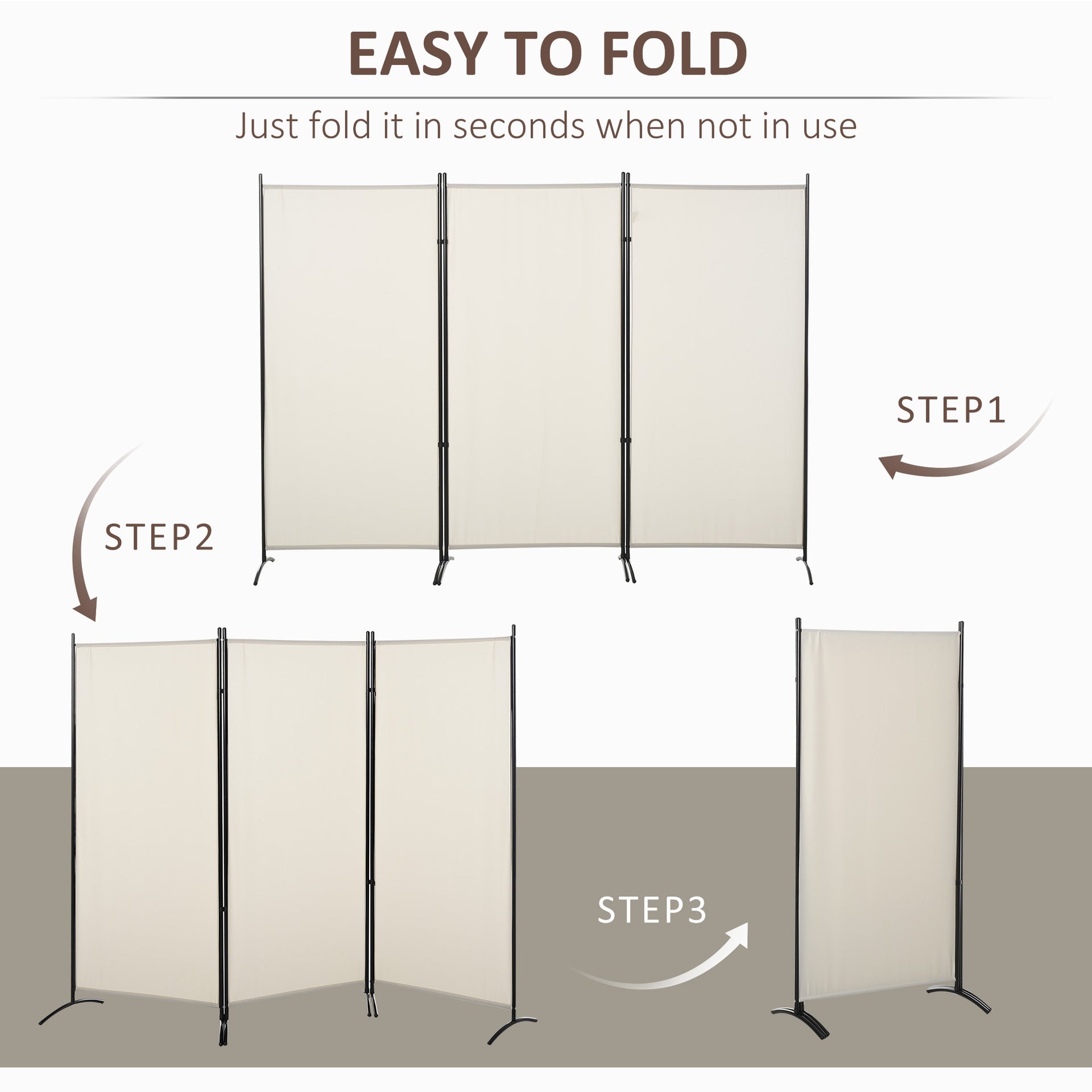 HOMCOM 6' 3 Panel Room Divider, Indoor Privacy Screen for Home, Beige