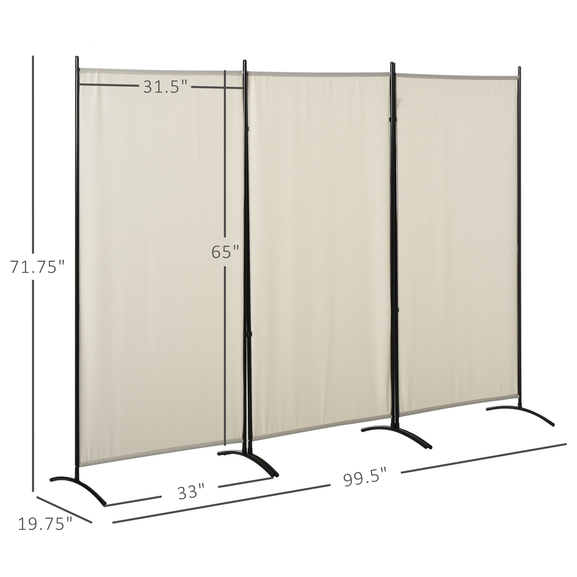 HOMCOM 6' 3 Panel Room Divider, Indoor Privacy Screen for Home, Beige