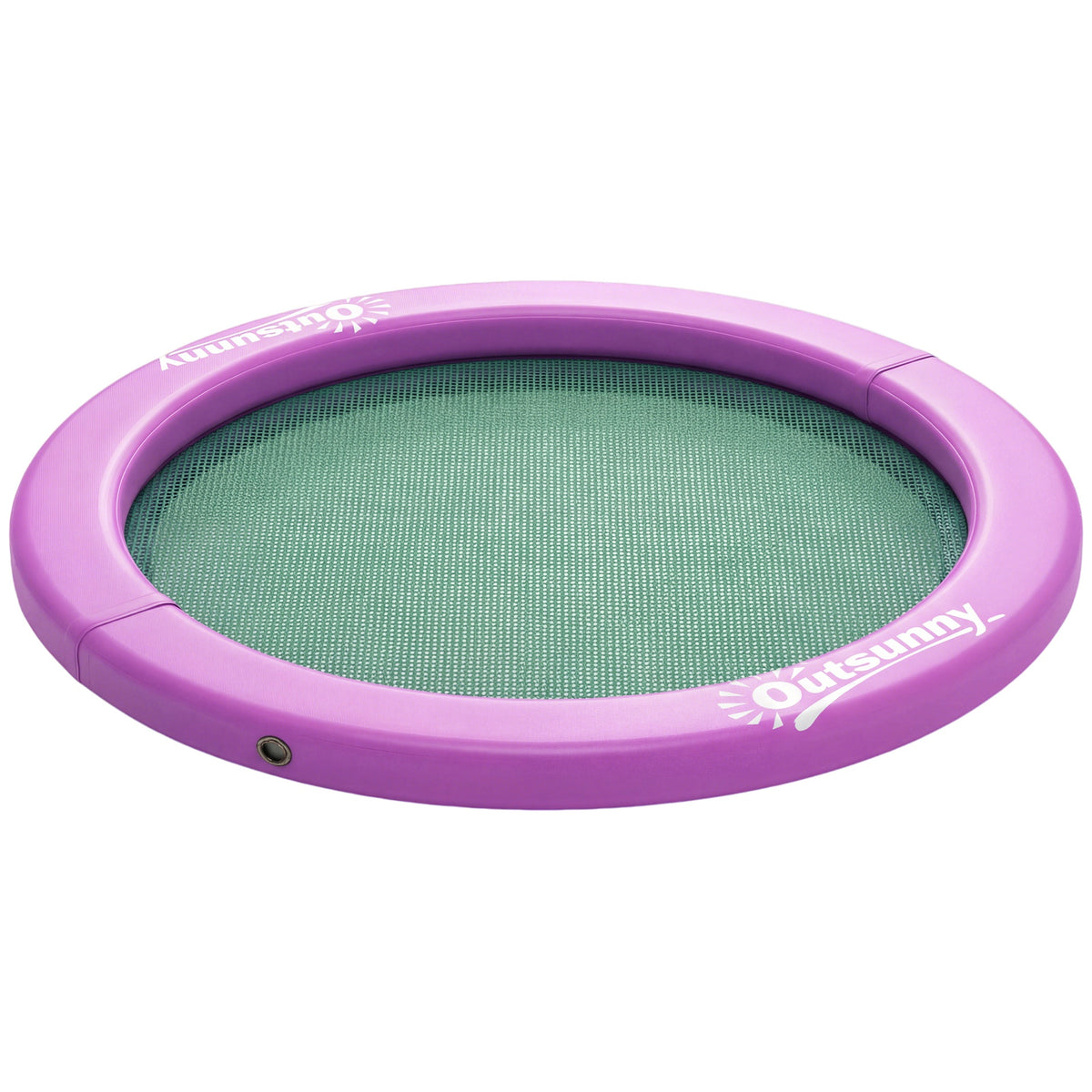 Outsunny 8FT Inflatable Water Hammock Floating Ring, Inflatable Floating Dock Platform for for Lakes, Pools, Oceans, Purple