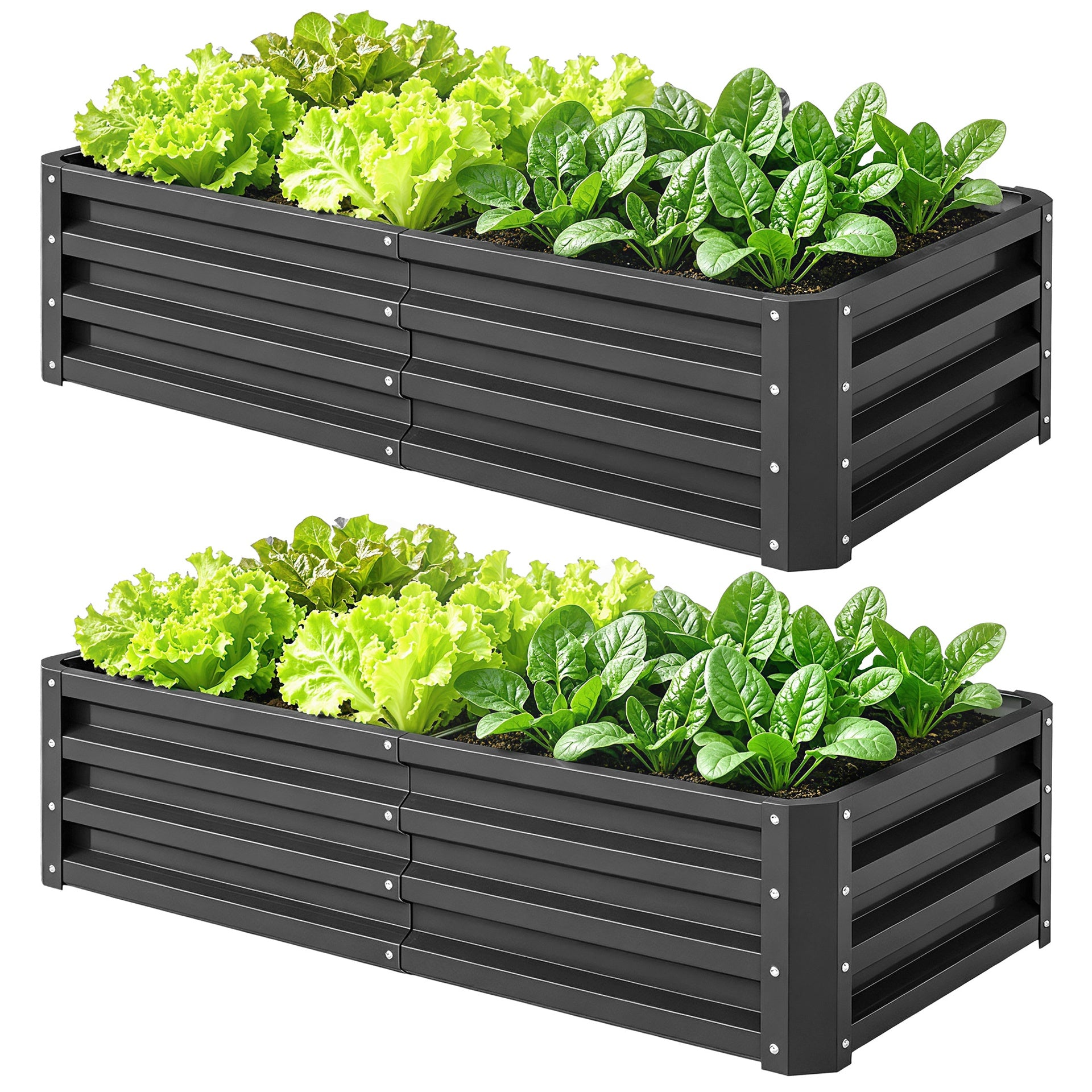 Outsunny Galvanized Raised Garden Bed, 4' x 2' x 1' Metal Planter Box, for Growing Vegetables, Flowers, Herbs, Succulents, Gray